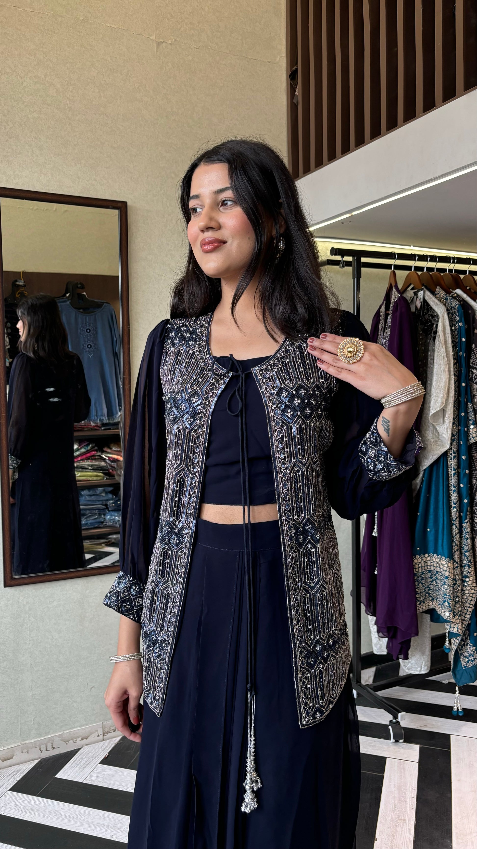 Pure Georgette Indo western 3 Piece