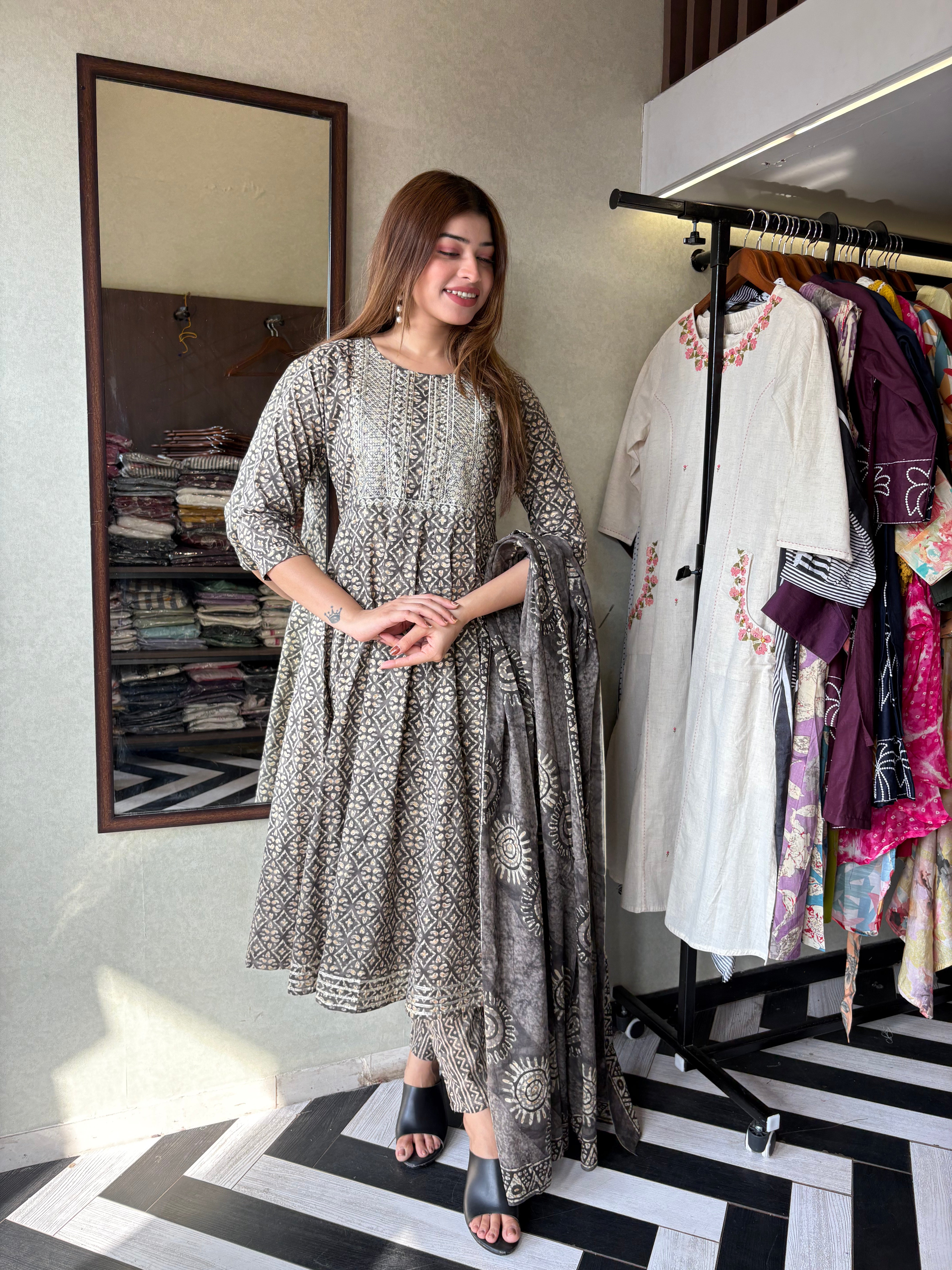 Pure Cotton Kurti Set with Designer Print