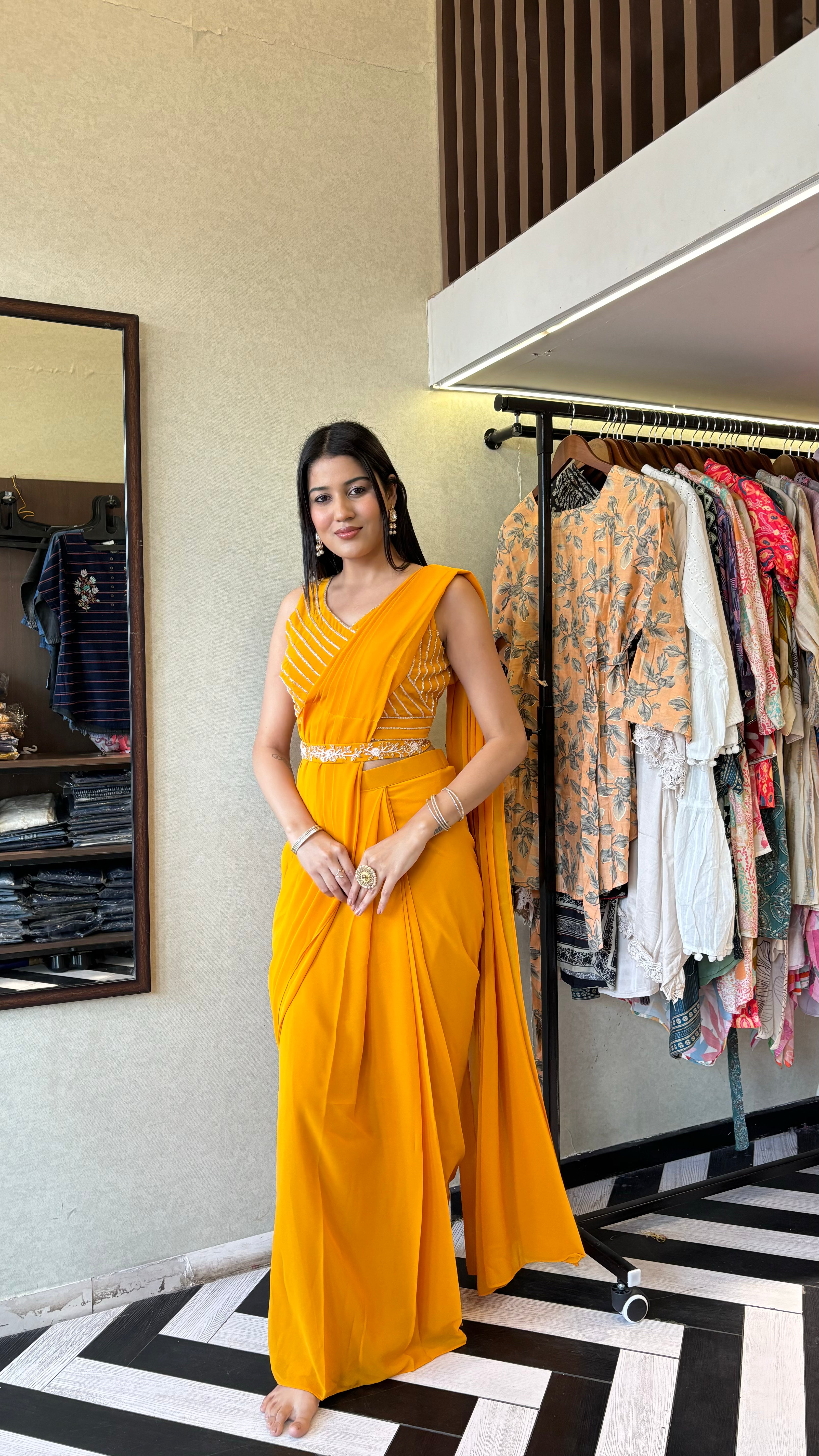 Image of Pure Georgette Indo Western Piece with Hand work