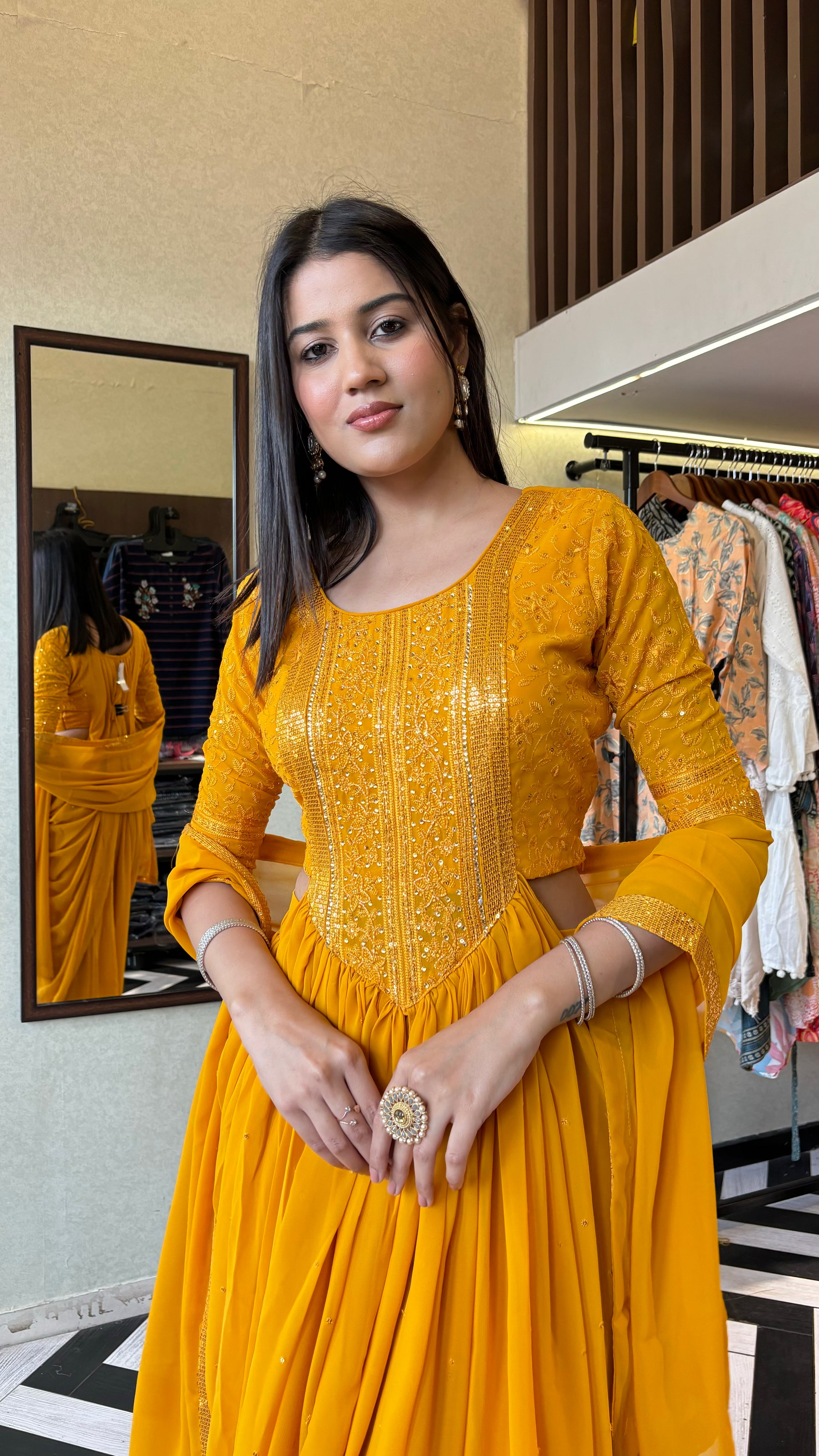 Pure Georgette Indo Western Piece with Hand work