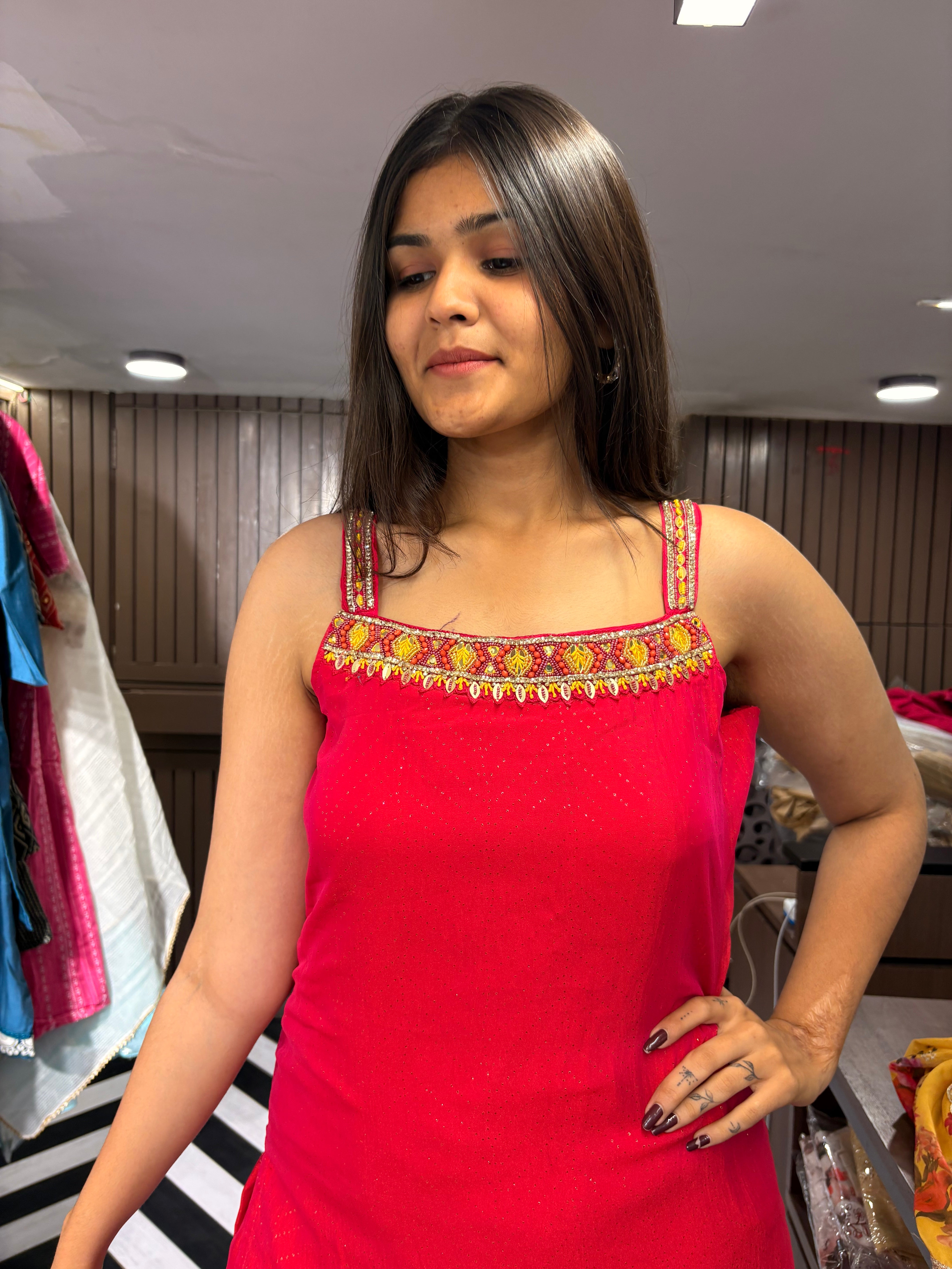 Image of Pure Crepe 3 Piece Kurti Set