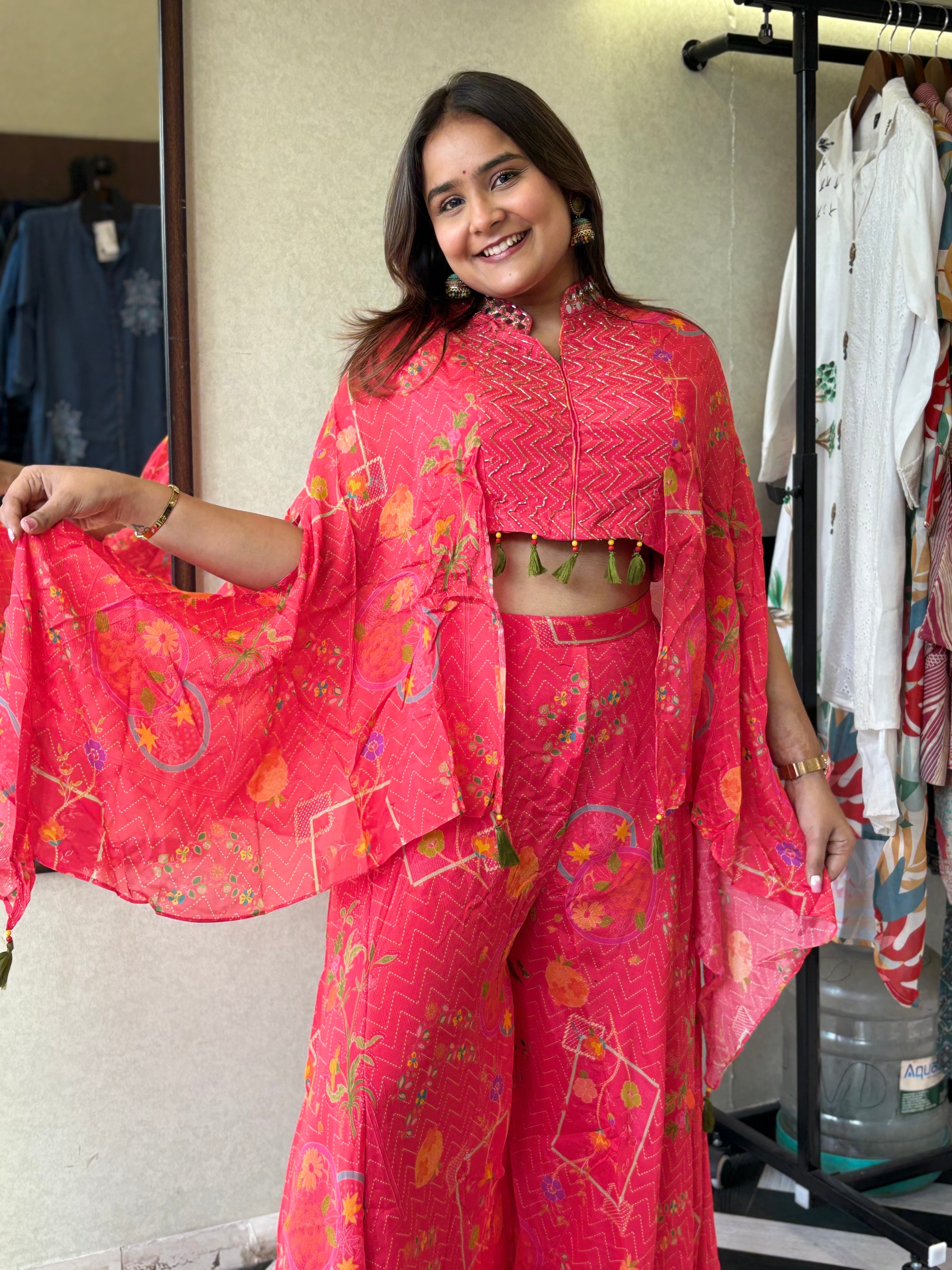 Image of Pure Chinnon 3 Piece with Hand work