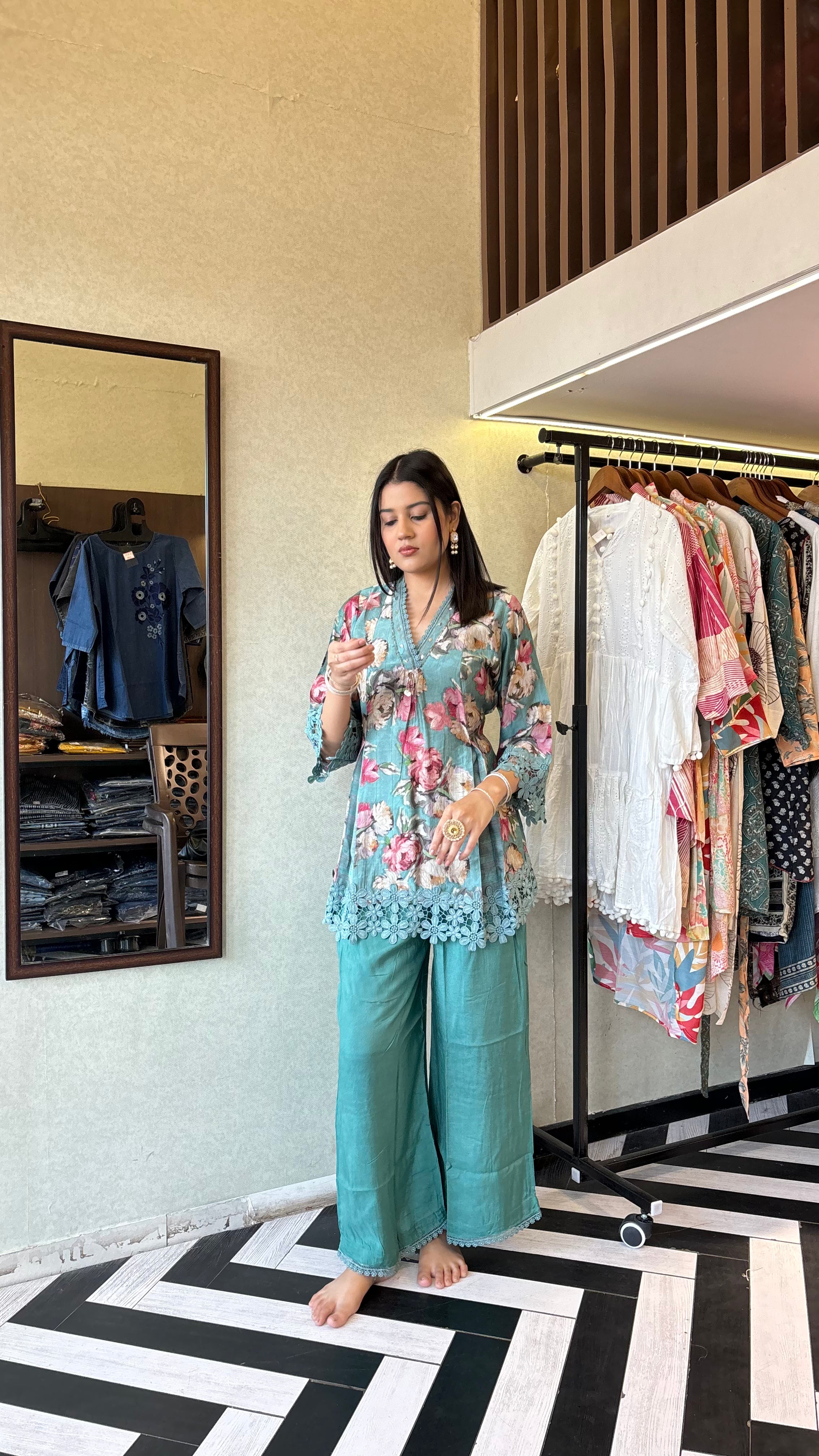 Image of Pure Rayon Piece Set with Hand work