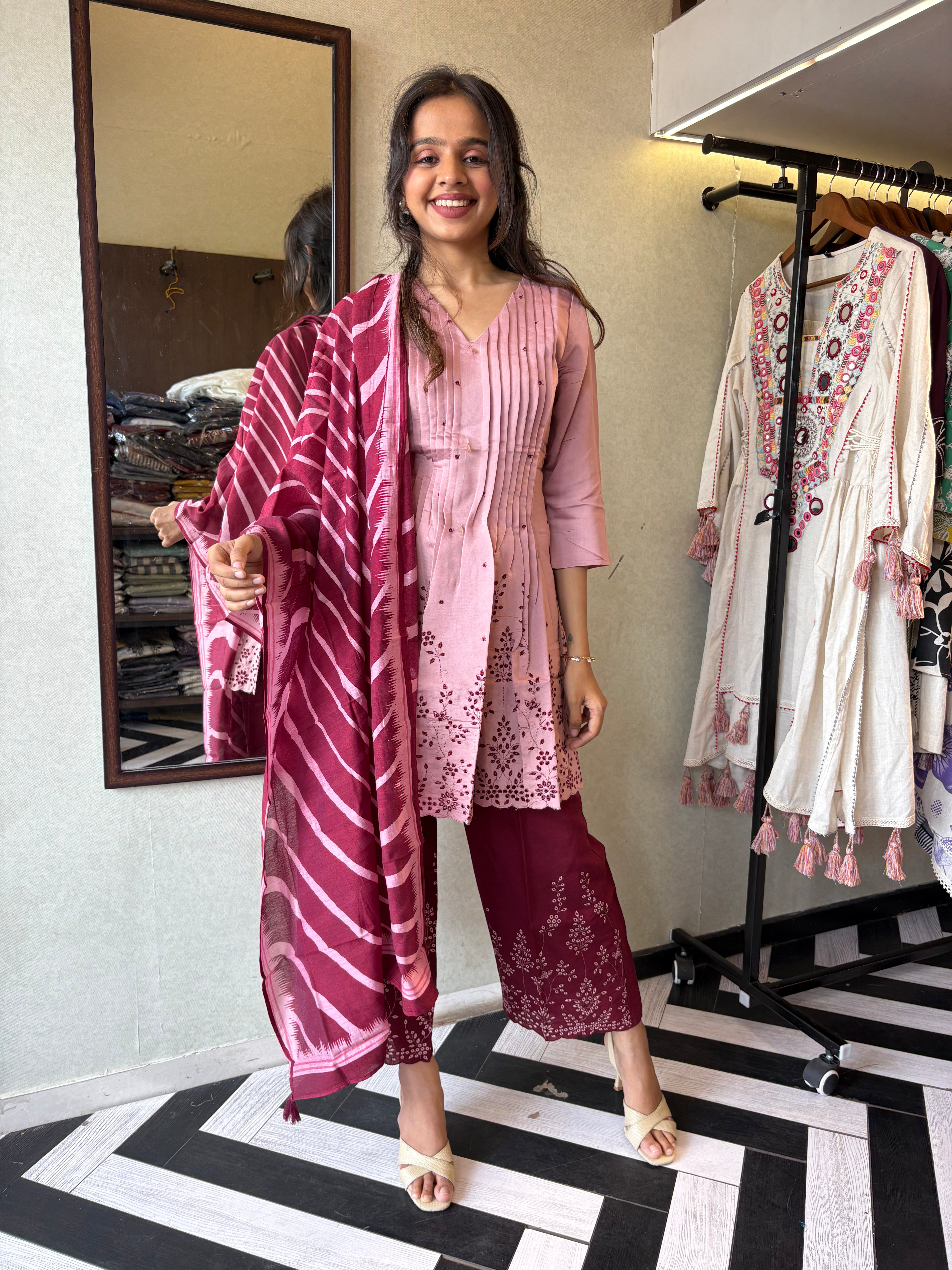 Bold in Red. Beautiful in Every Way!

Turn heads in this stunning 3-piece kurti set, crafted from breathable rayon cotton for all-day comfort and festive flair.