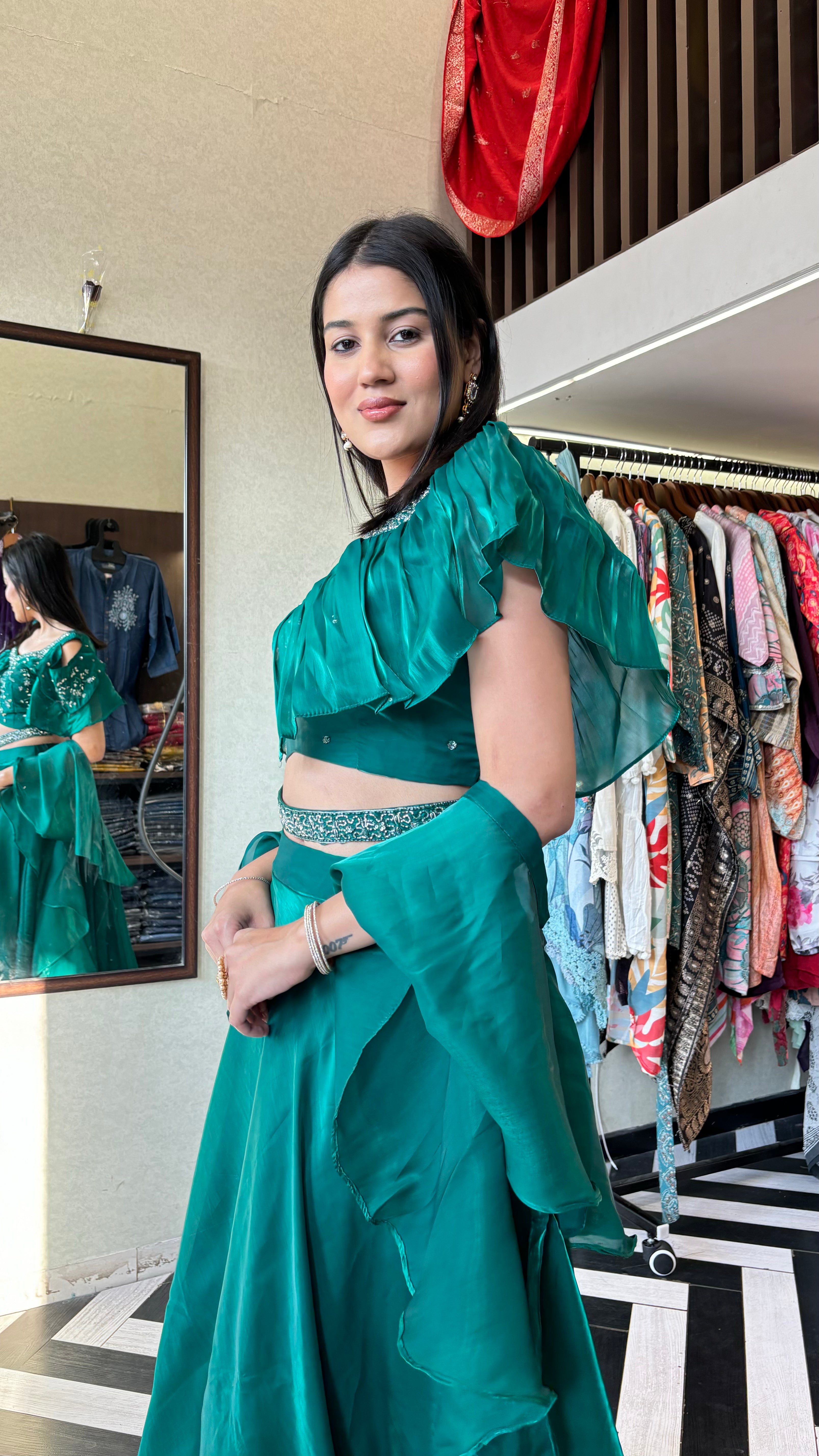 Image of Pure Shimmer Indo western 3 Piece Set