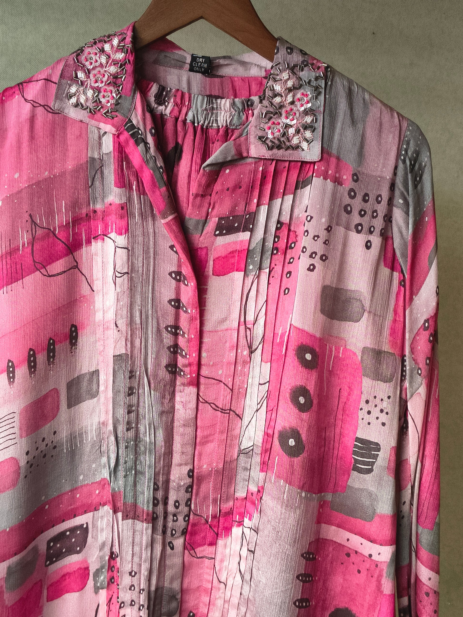 Premium Embellished Abstract Printed Oversized Shirt Co-Ord Set with Tapered Pants