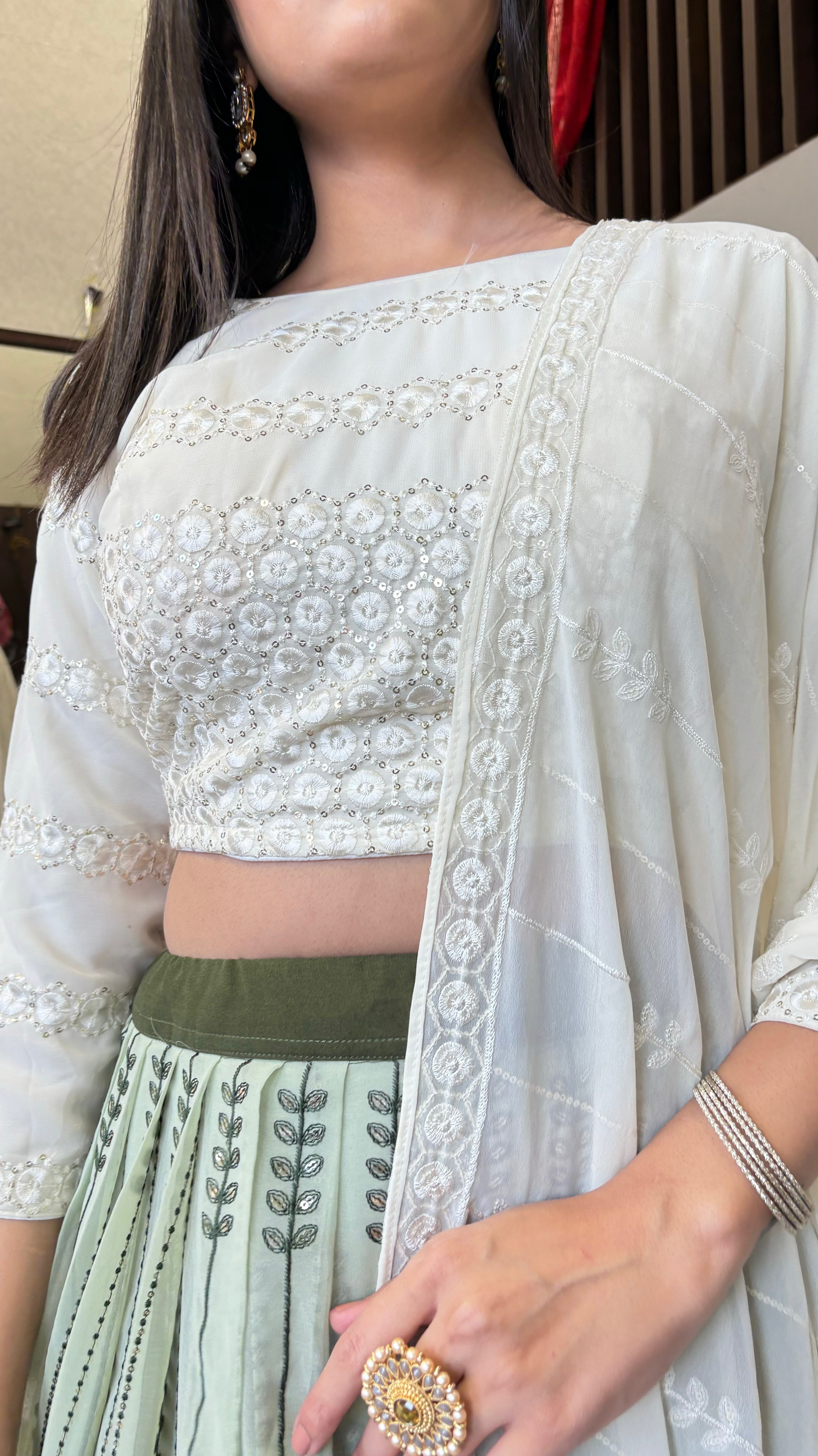 Image of Pure Georgette Indo Western Piece with Hand work