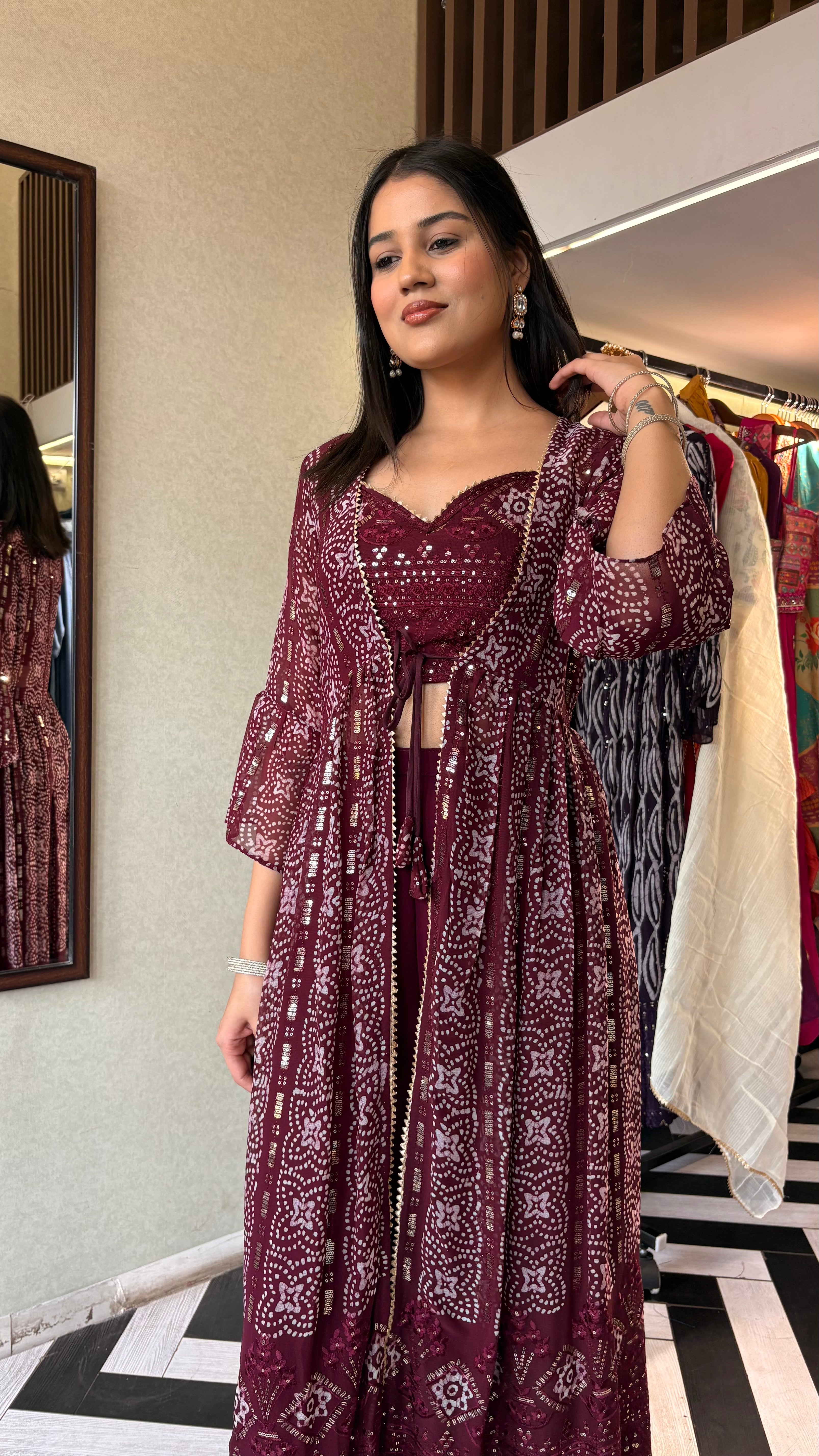 Image of Pure Georgette Shrug Concept 3 Pieec