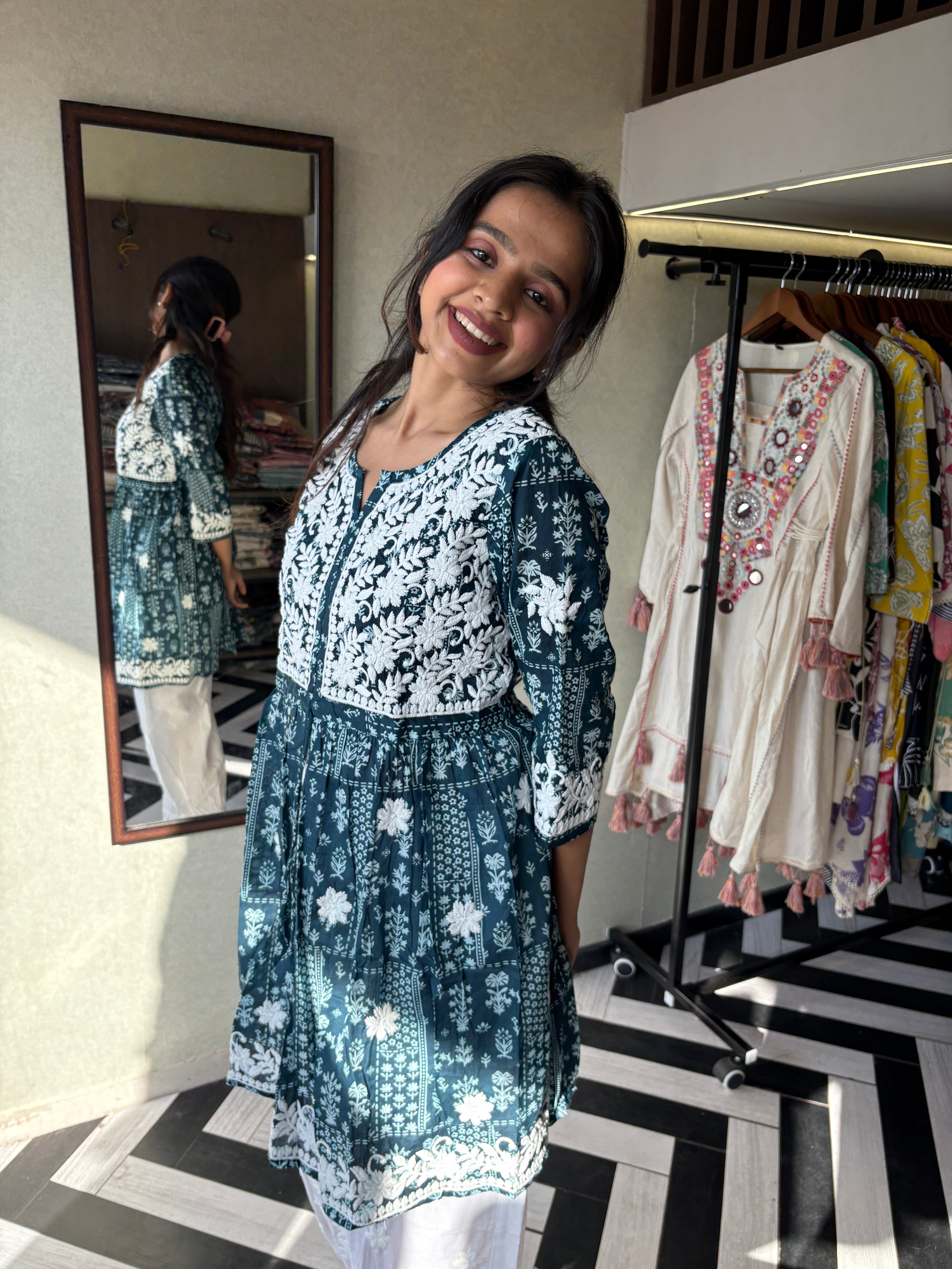 Image of Pure Lucknowi 2 Piece Embroidery Coord Set