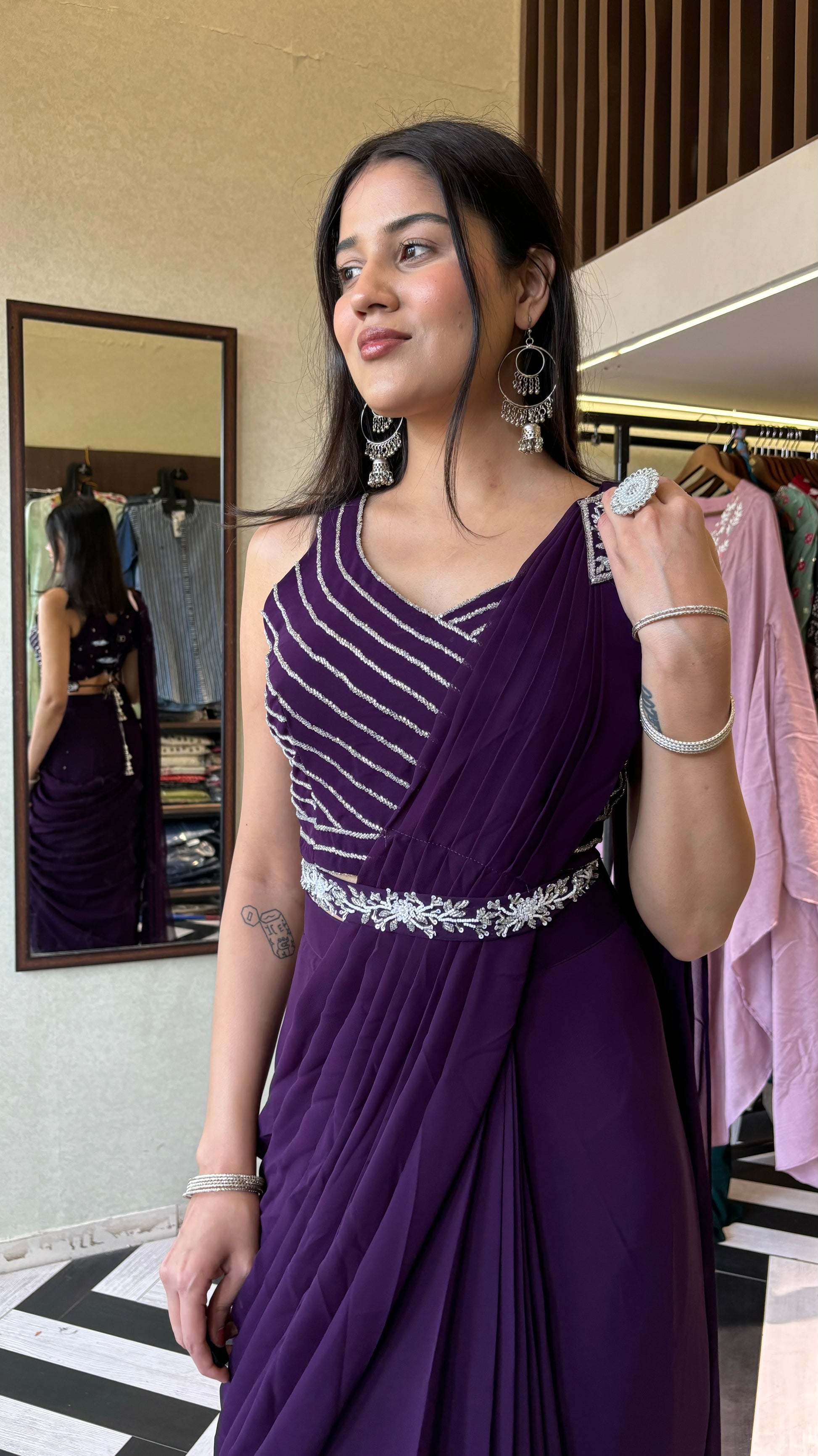 Pure Georgette Saree Style Indo western