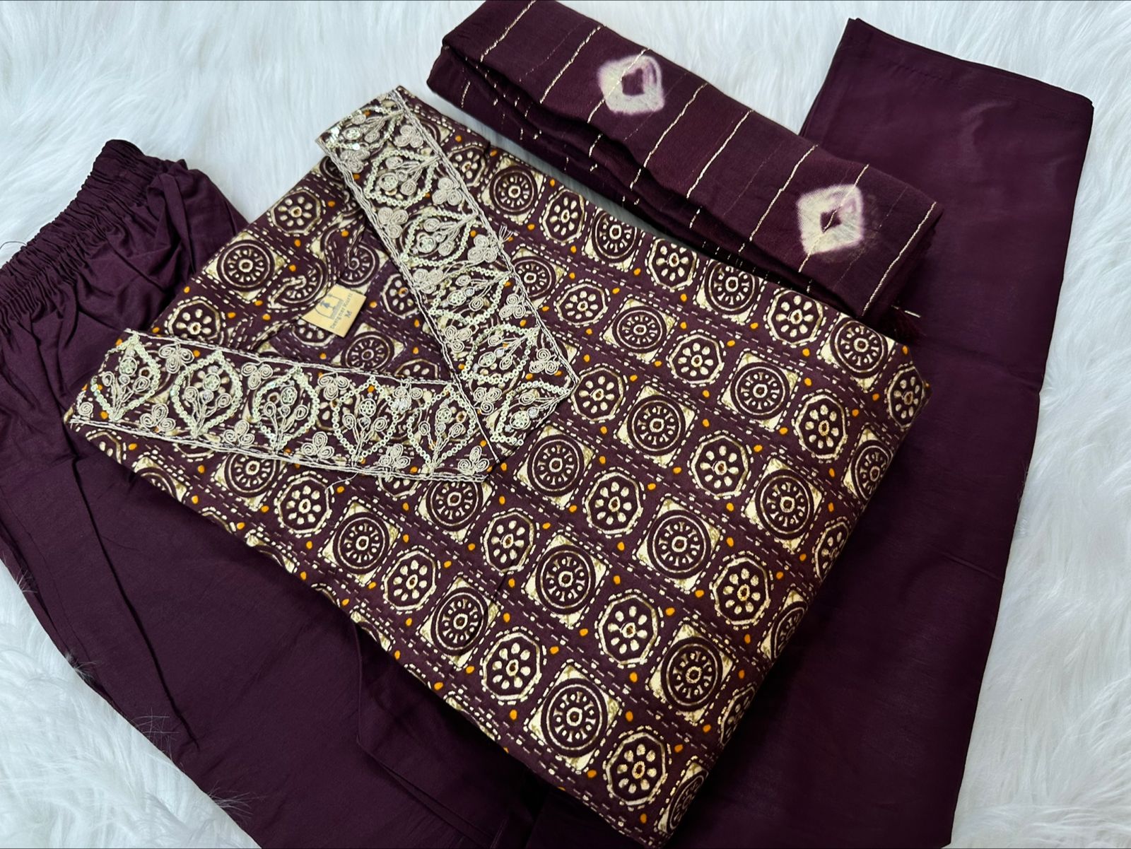 Pure Muslin 3 Piece with Hand work