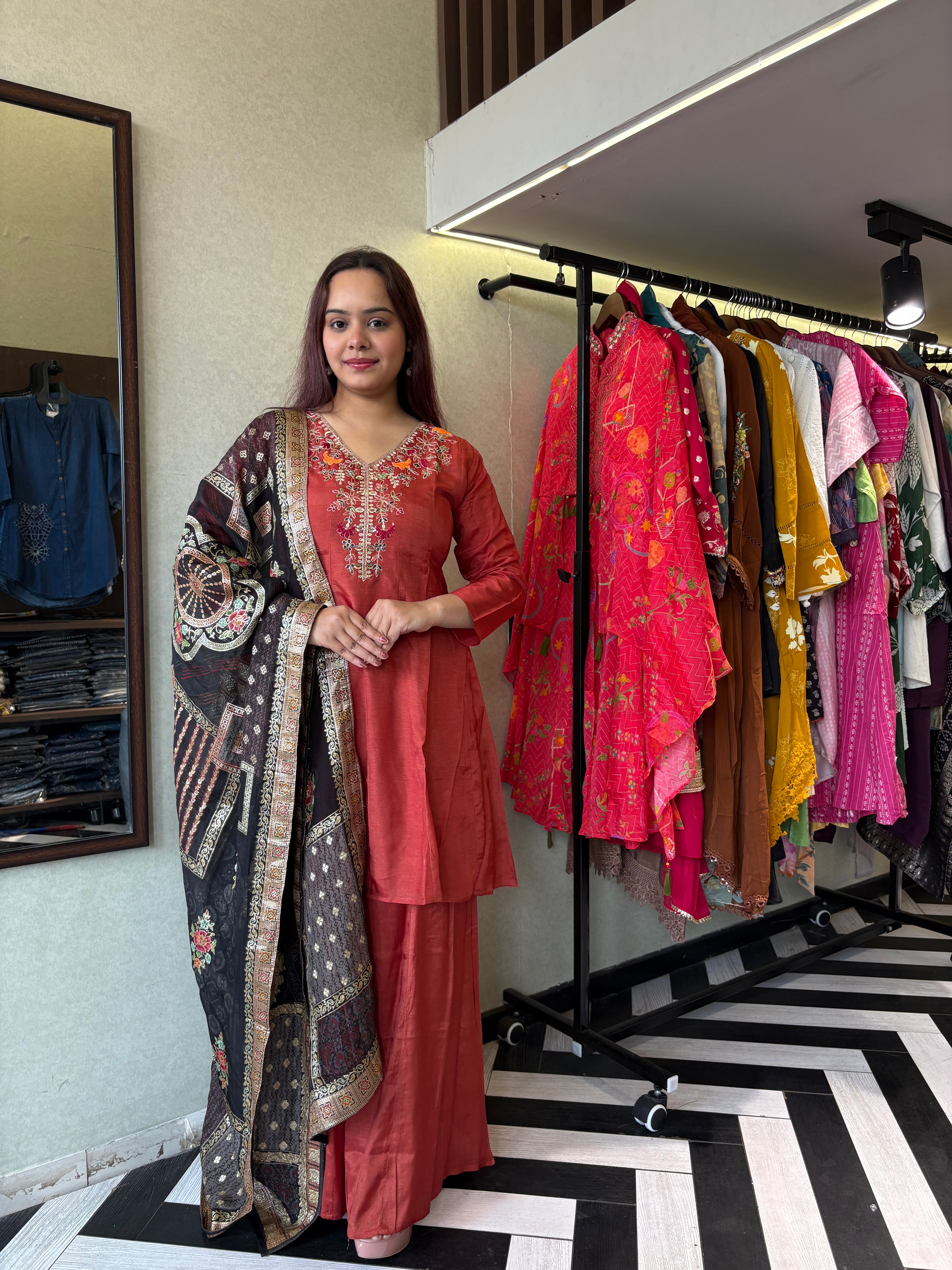 Image of Pure Georgette 3 Piece with Hand work