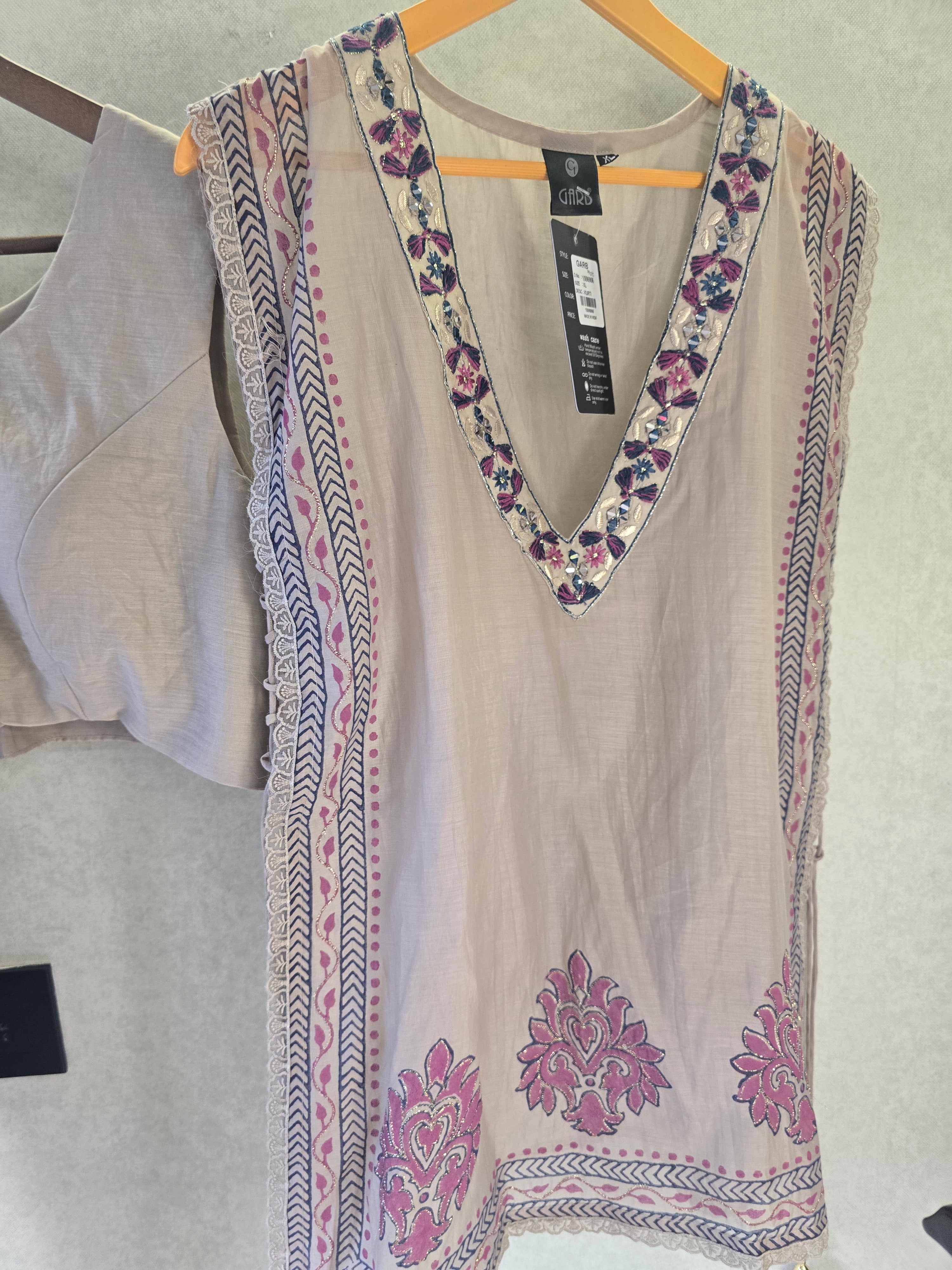 Image of Lavender Handblock Print Cape Style Co-Ord Set