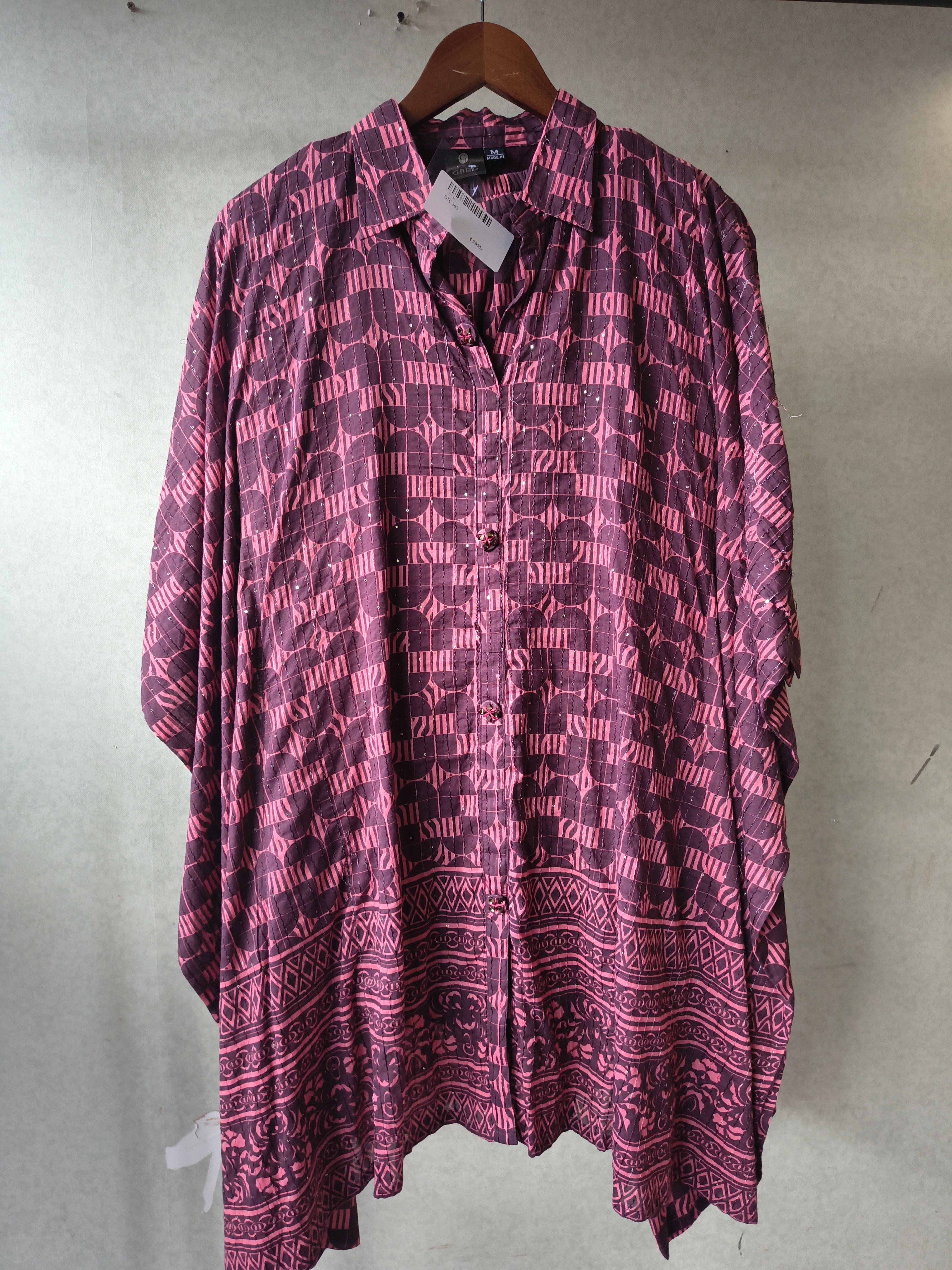 Image of Premium Abstract Printed Asymmetrical Shirt Co-Ord Set with Tapered Pants