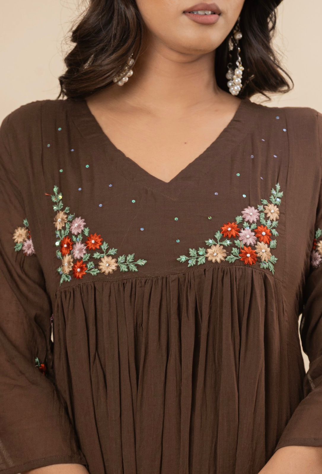 Image of Pure Mull Chanderi Cotton Anarkali Set