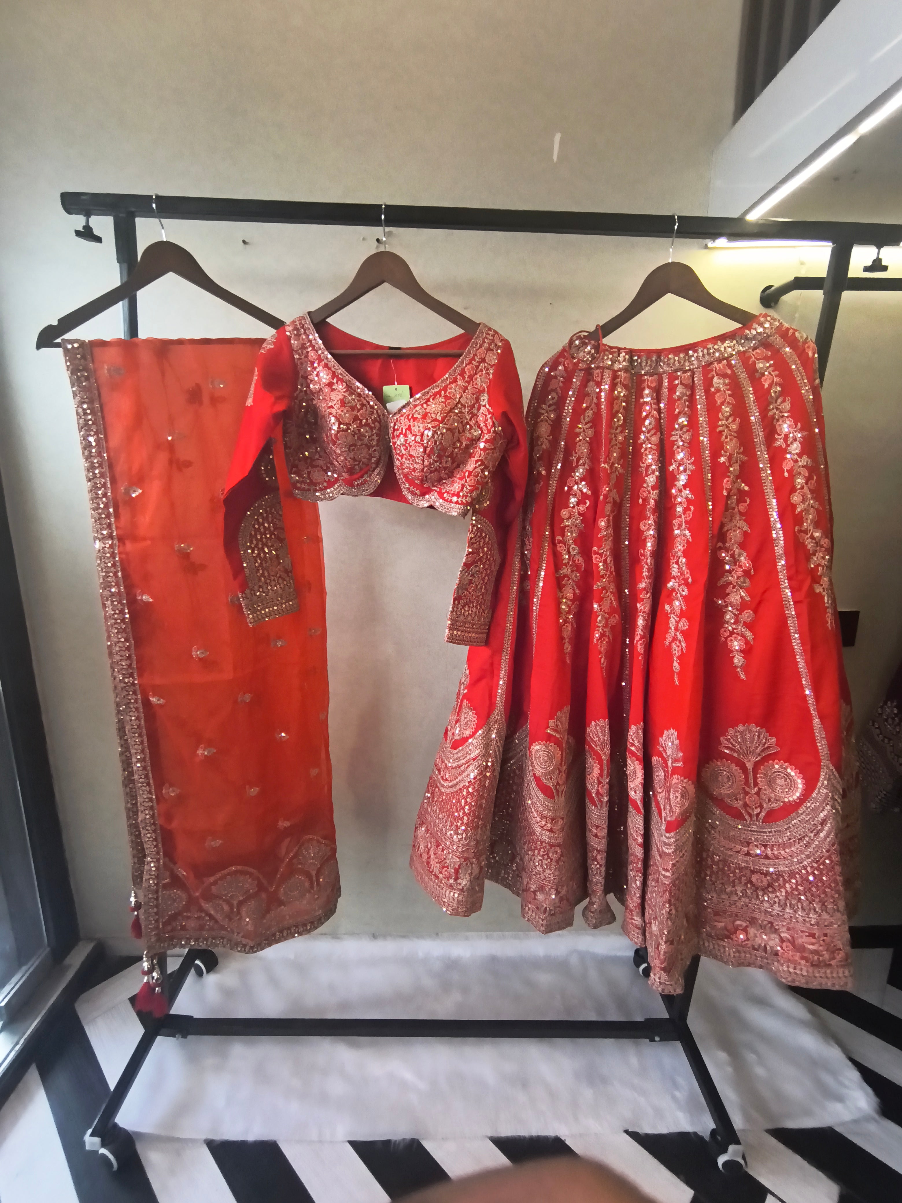 Image of Bridal Red Heavy Embroidered Lehenga Set with Designer Blouse & Organza Dupatta | Premium Wedding Collection