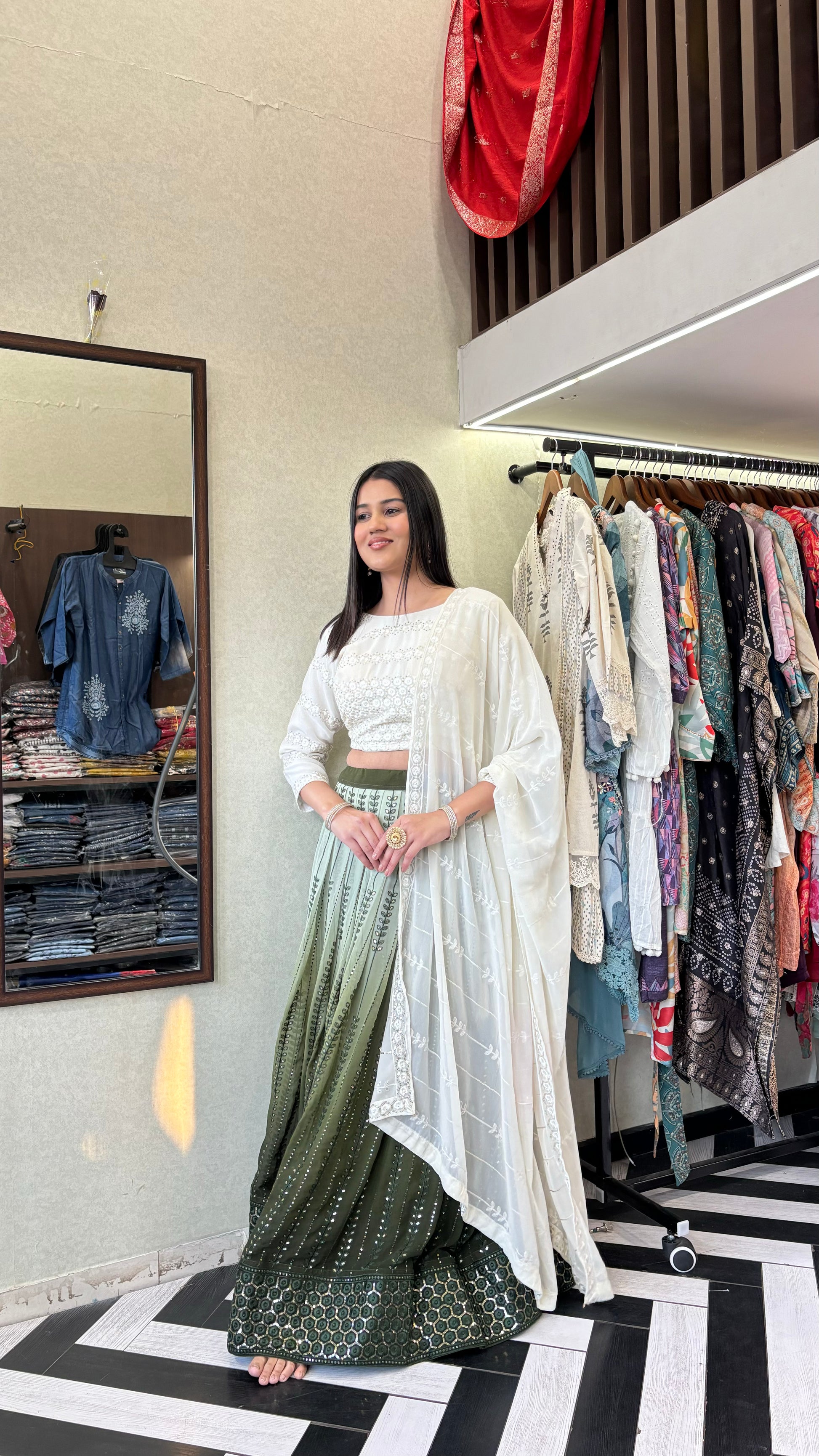 Pure Georgette Indo Western Piece with Hand work