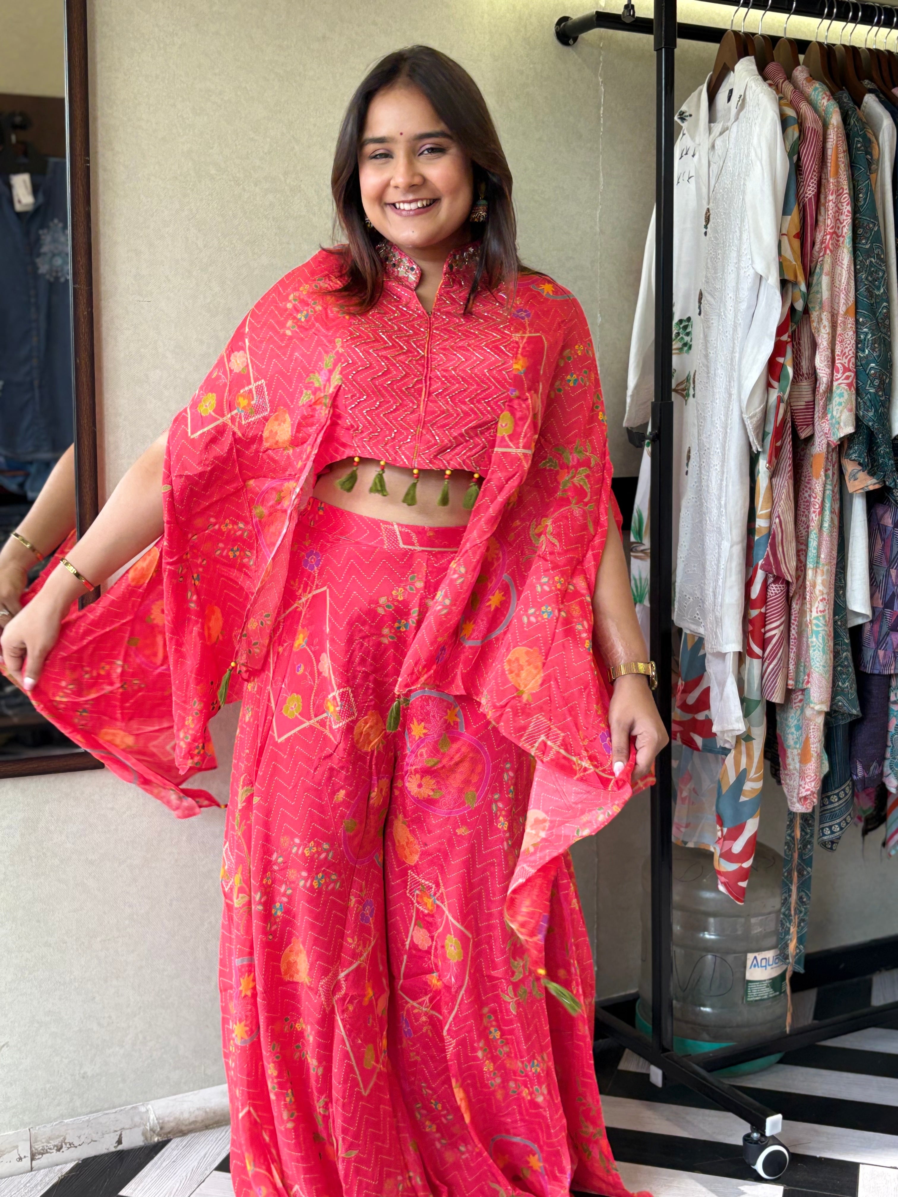 Image of Pure Chinnon 3 Piece with Hand work