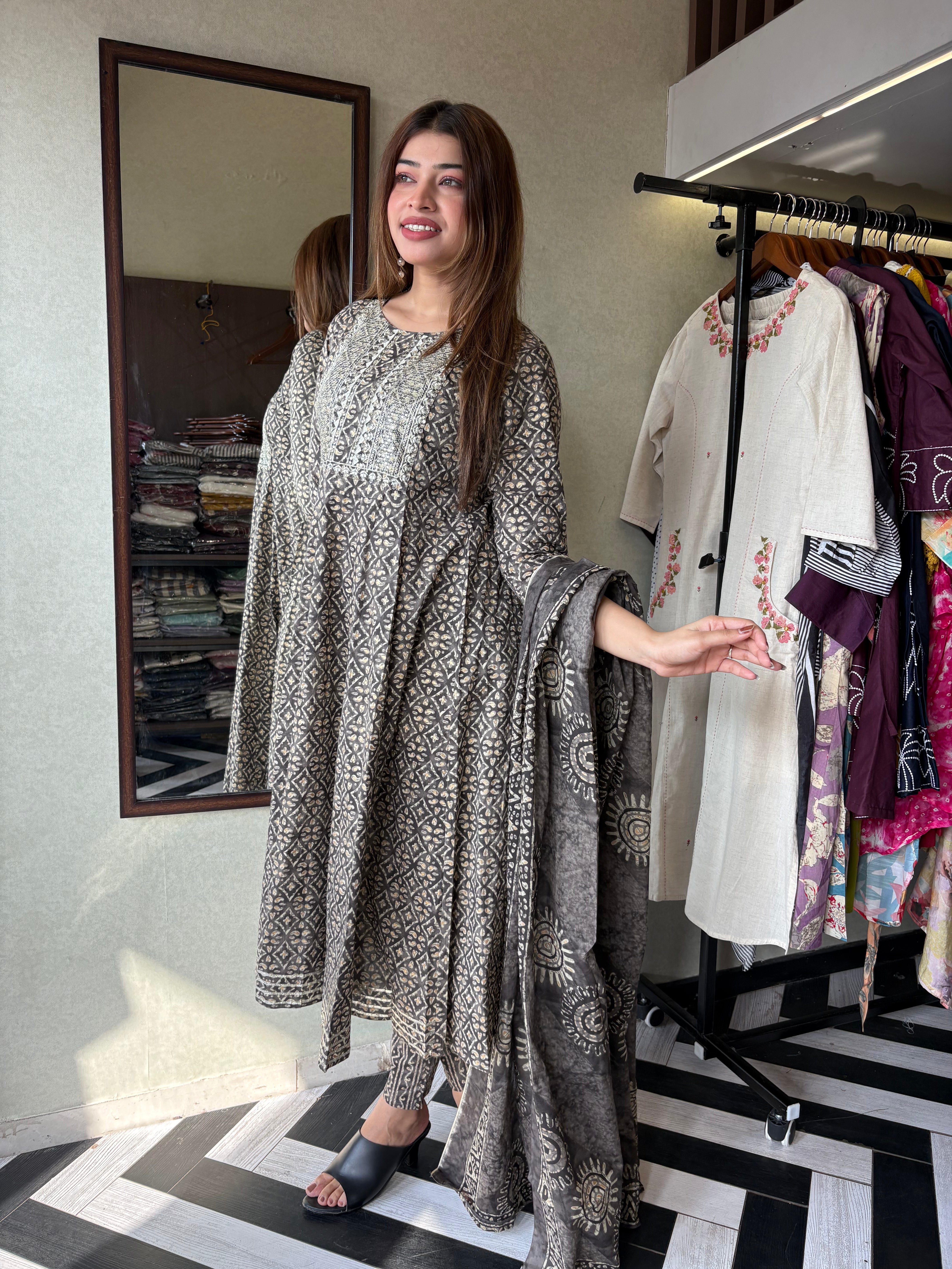 Image of Pure Cotton Kurti Set with Designer Print