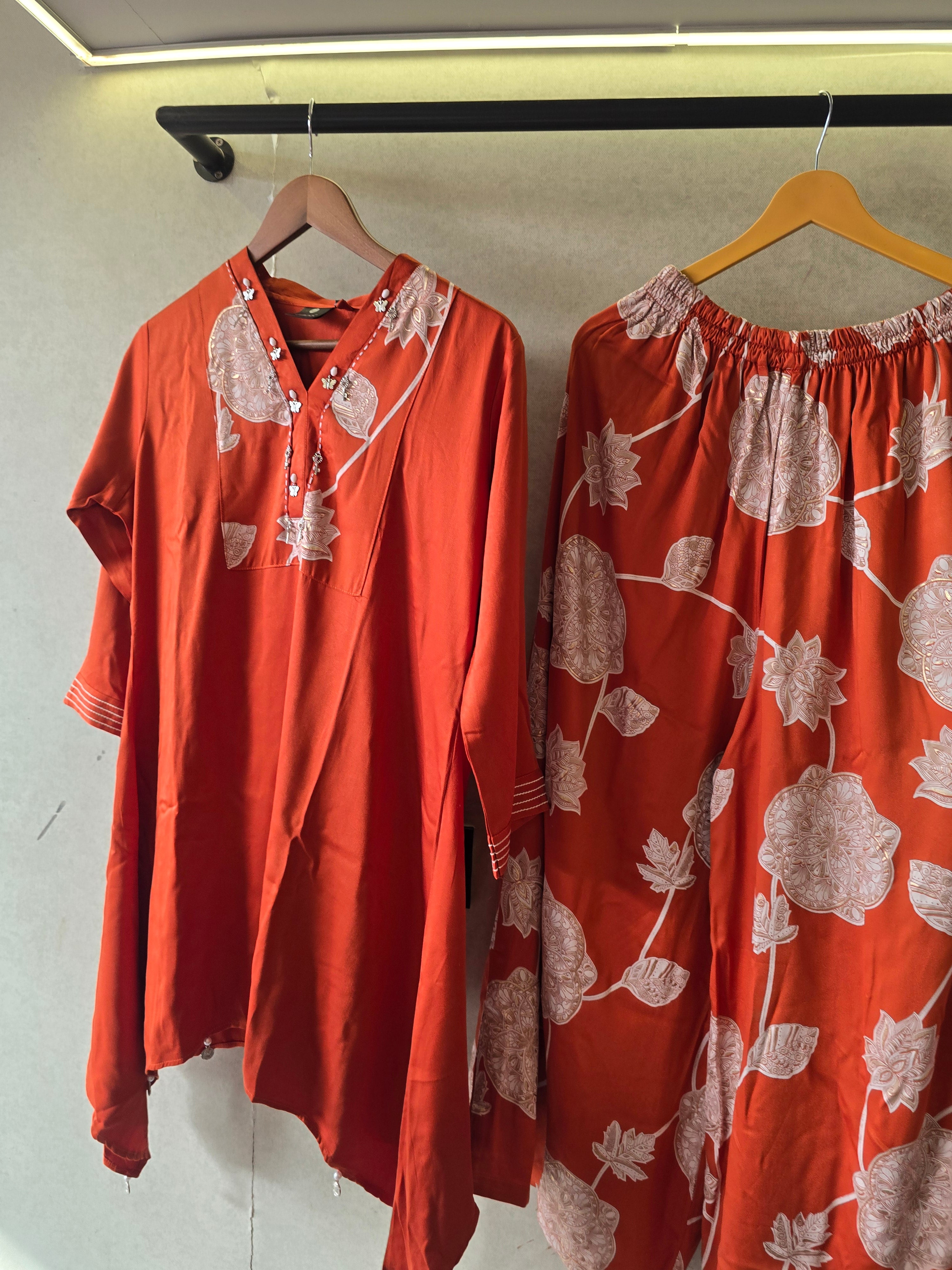 Image of Rust Botanical Print Co-Ord Set