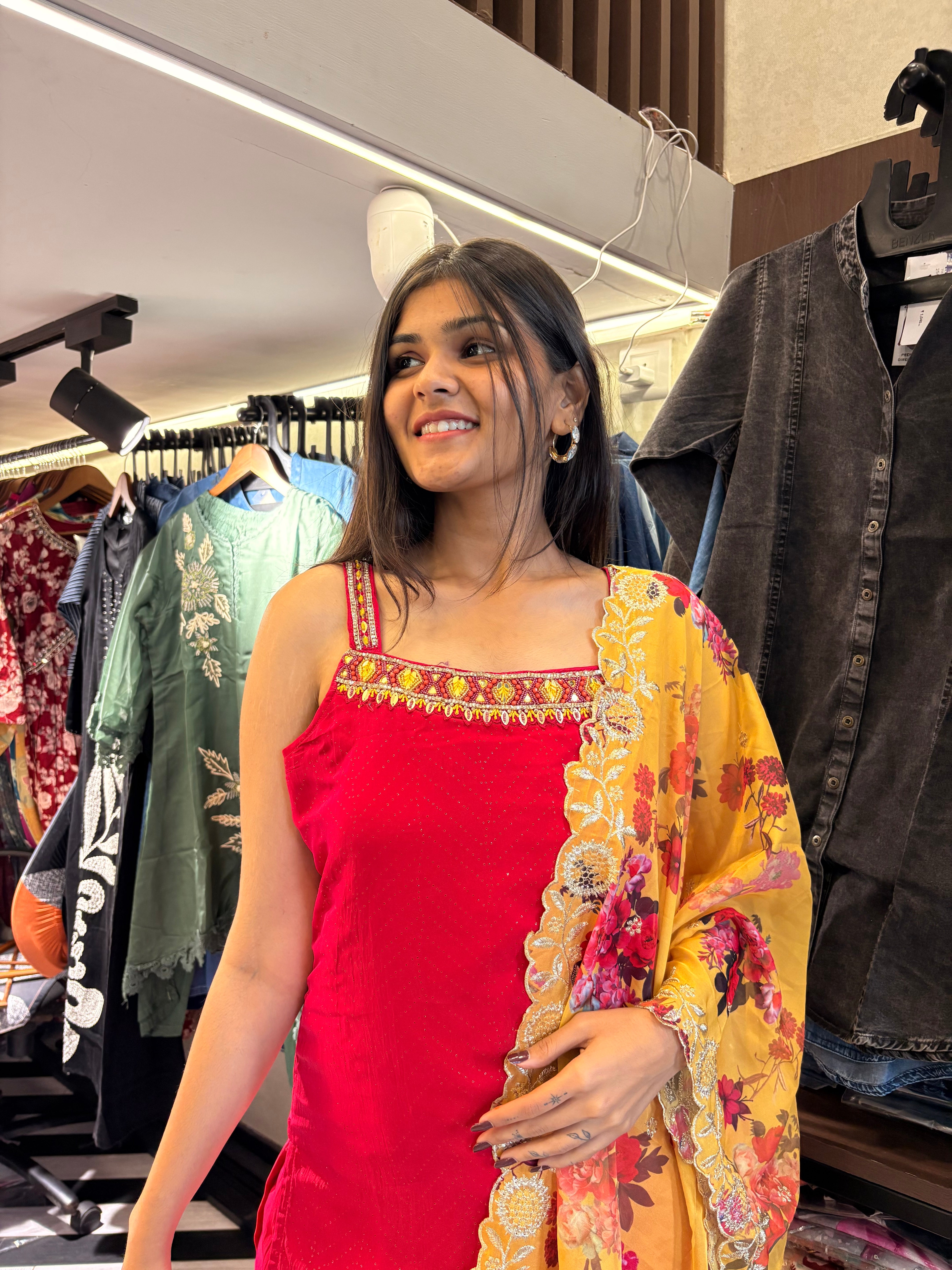 Image of Pure Crepe 3 Piece Kurti Set