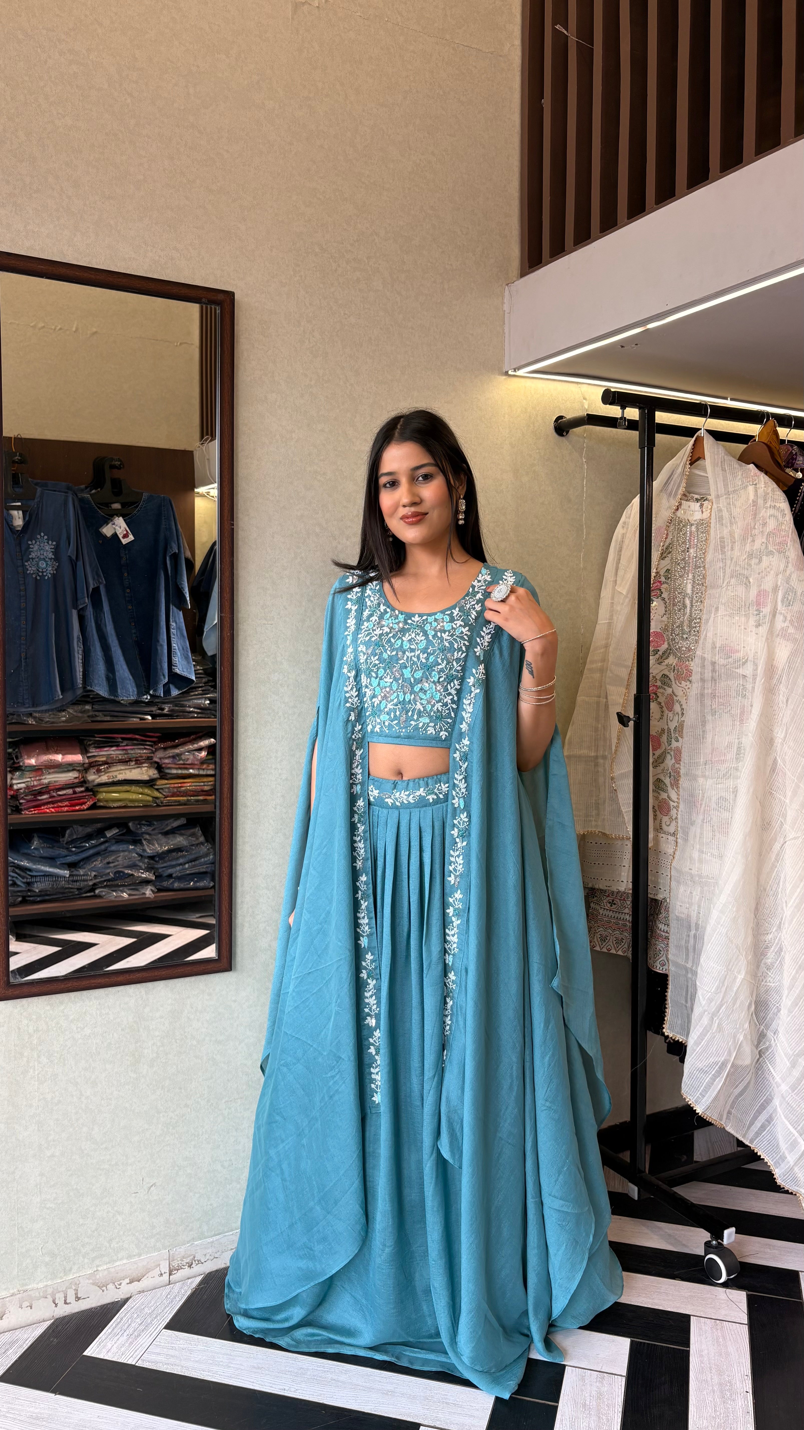 Image of Pure Georgette Set 3 Piece with Gown