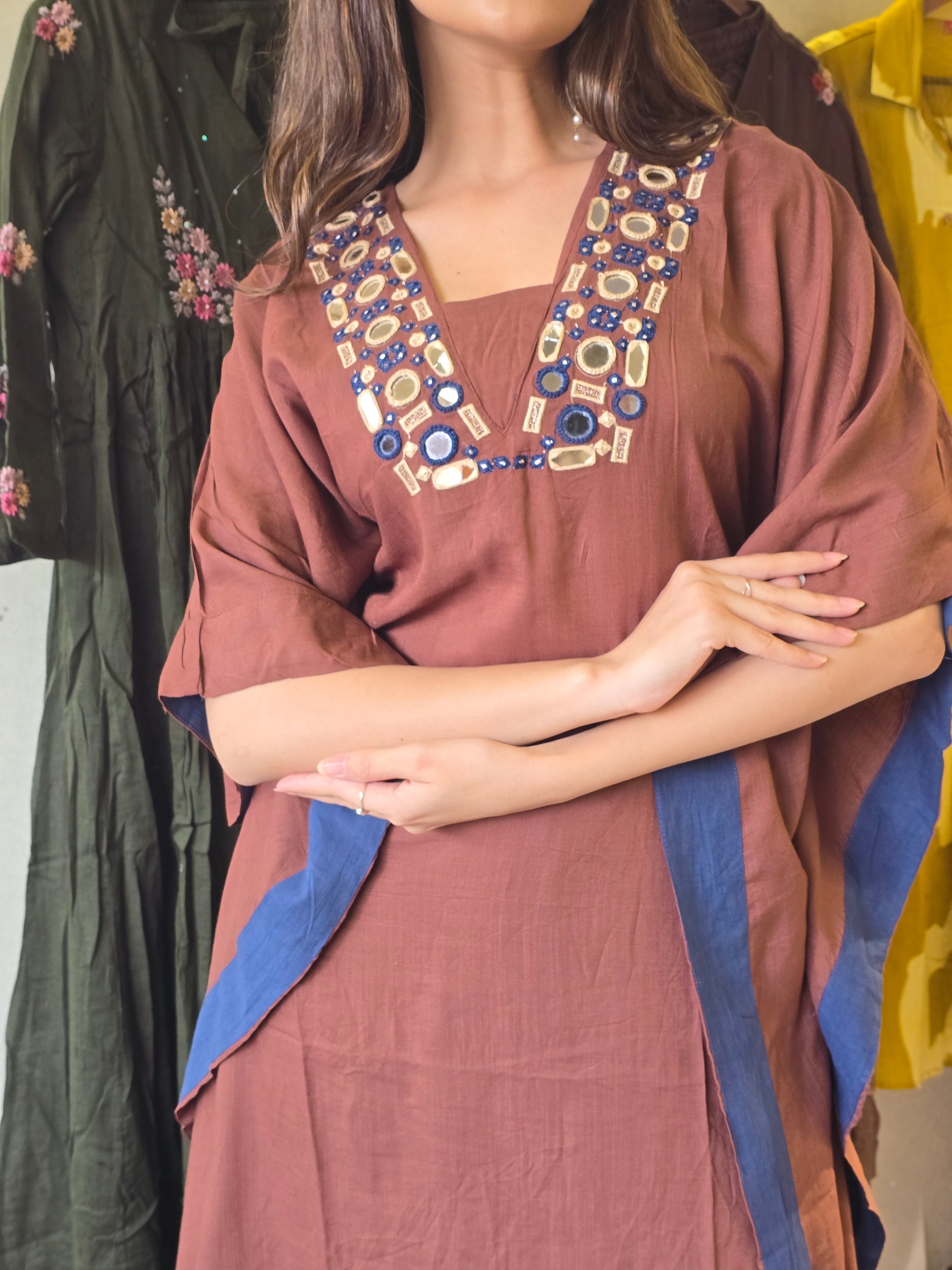 Image of Designer Cotton Kaftan 2 Piece