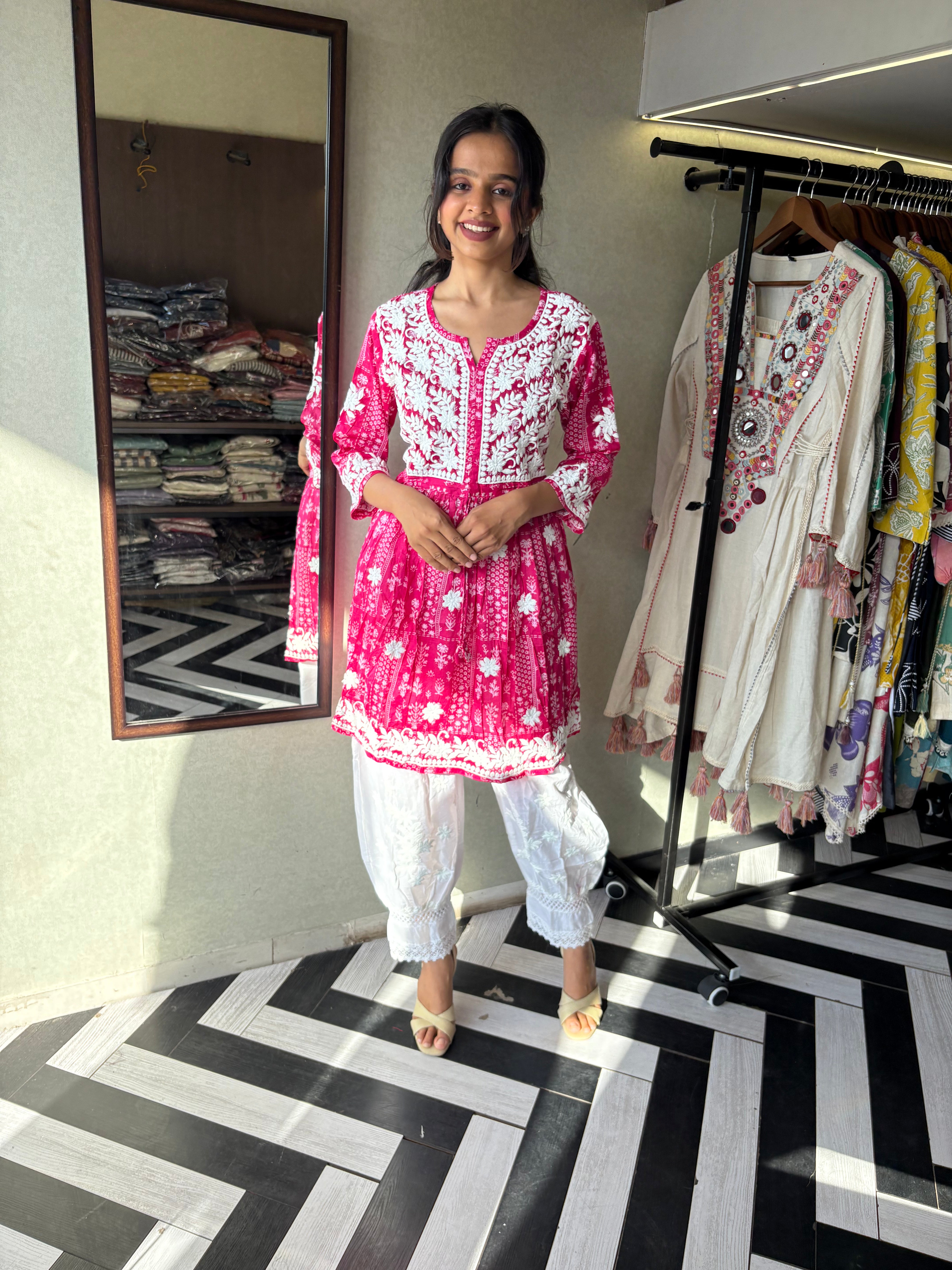 Image of Pure Lucknowi 2 Piece Embroidery Coord Set