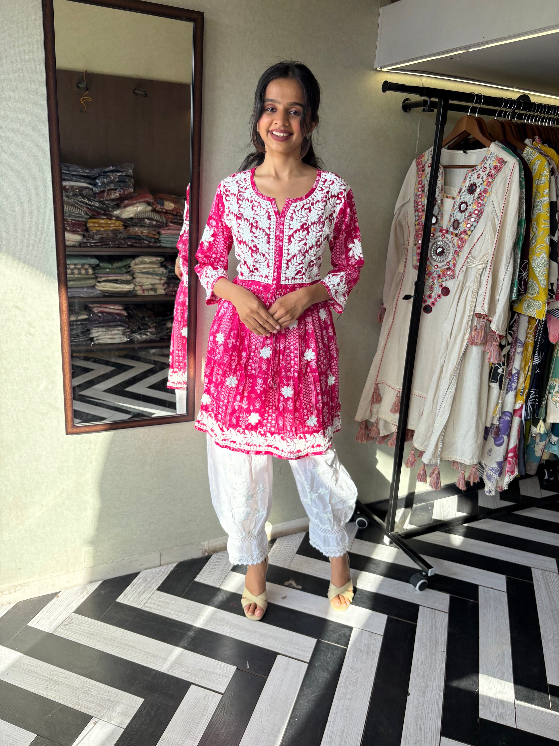 Pure Lucknowi 2 Piece Embroidery Coord Set