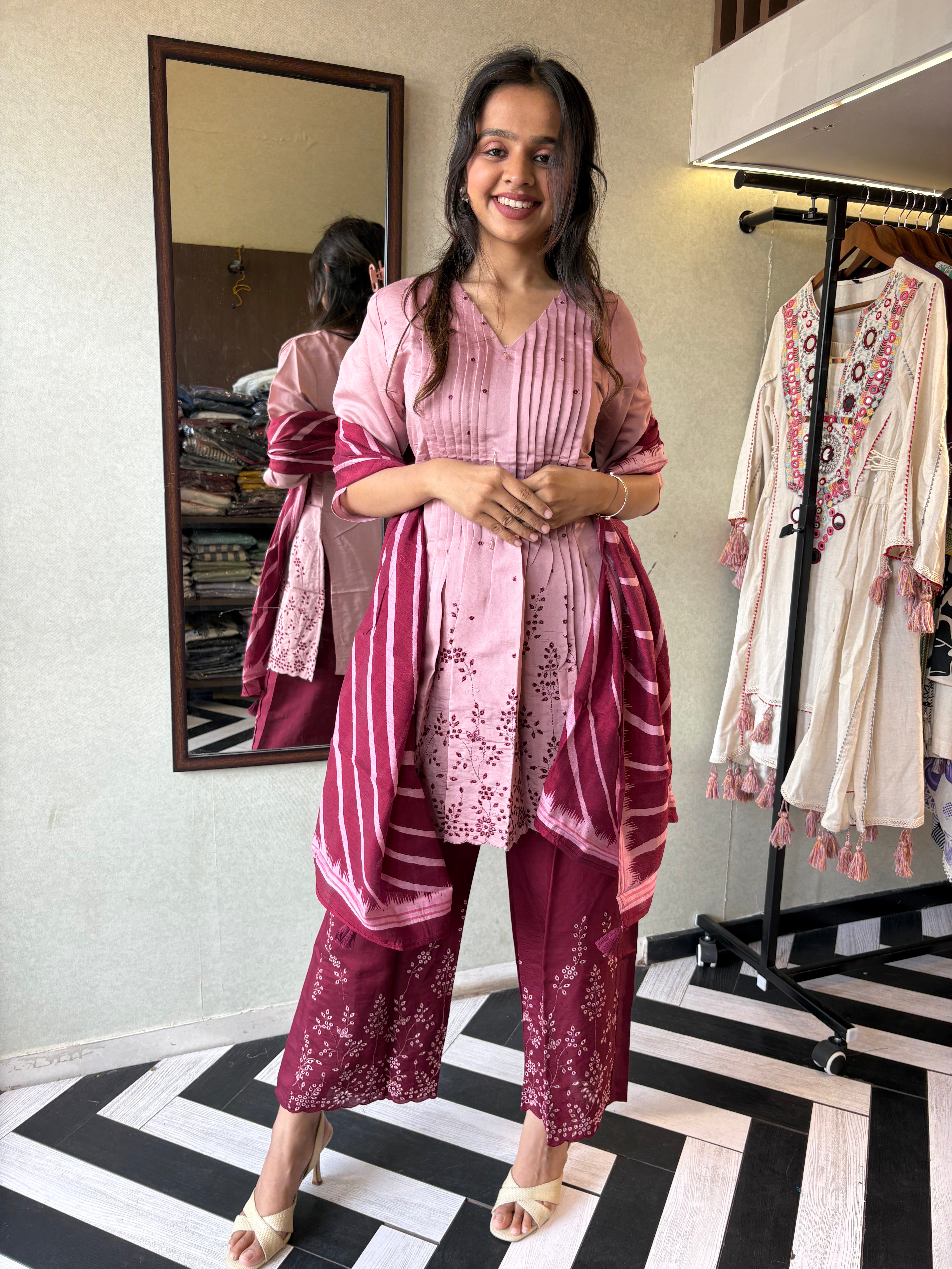 Bold in Red. Beautiful in Every Way!

Turn heads in this stunning 3-piece kurti set, crafted from breathable rayon cotton for all-day comfort and festive flair.