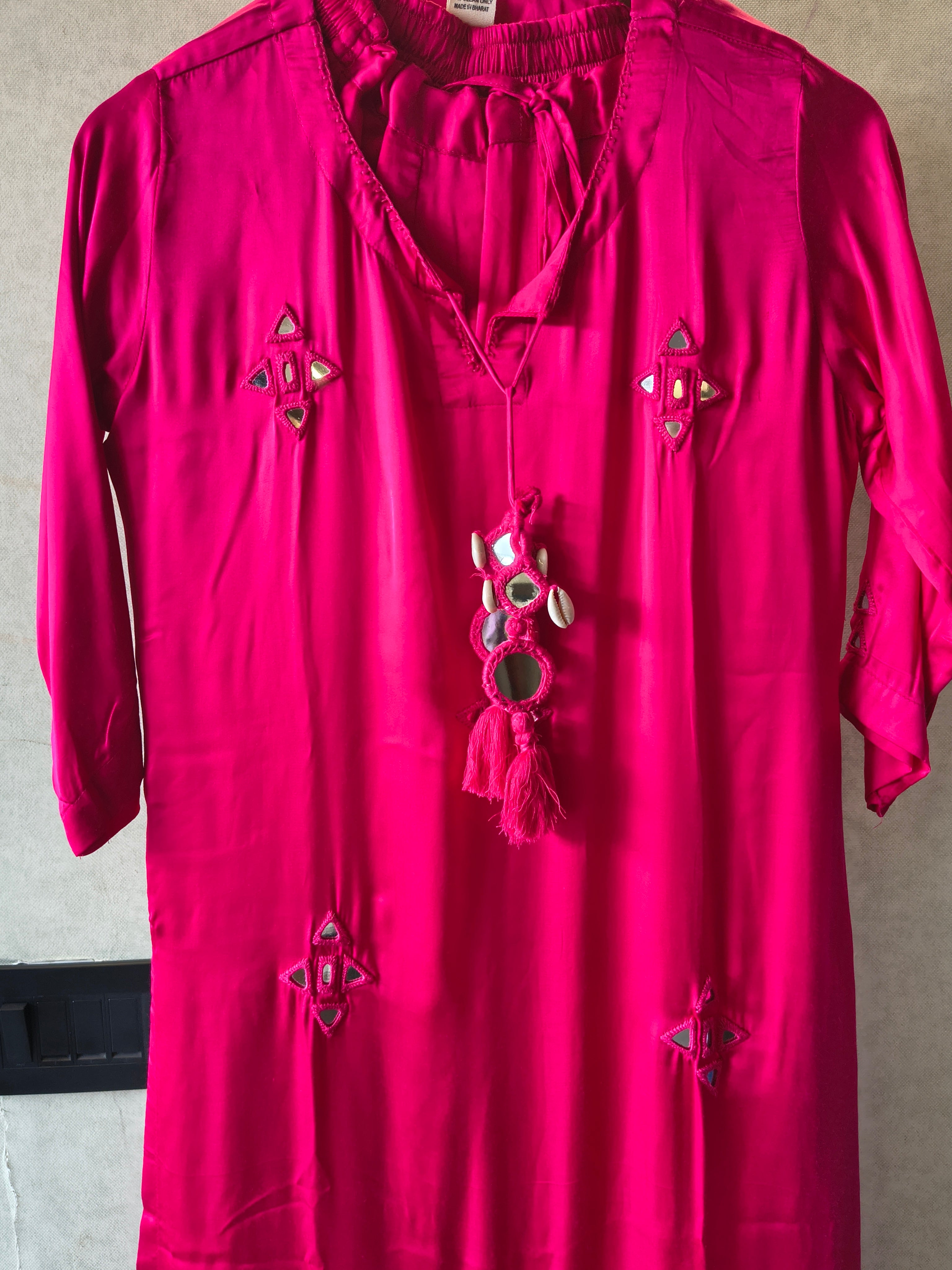 Image of Tadko Brand - Rani Pink Mirror Work Premium Silk Co-Ord Set