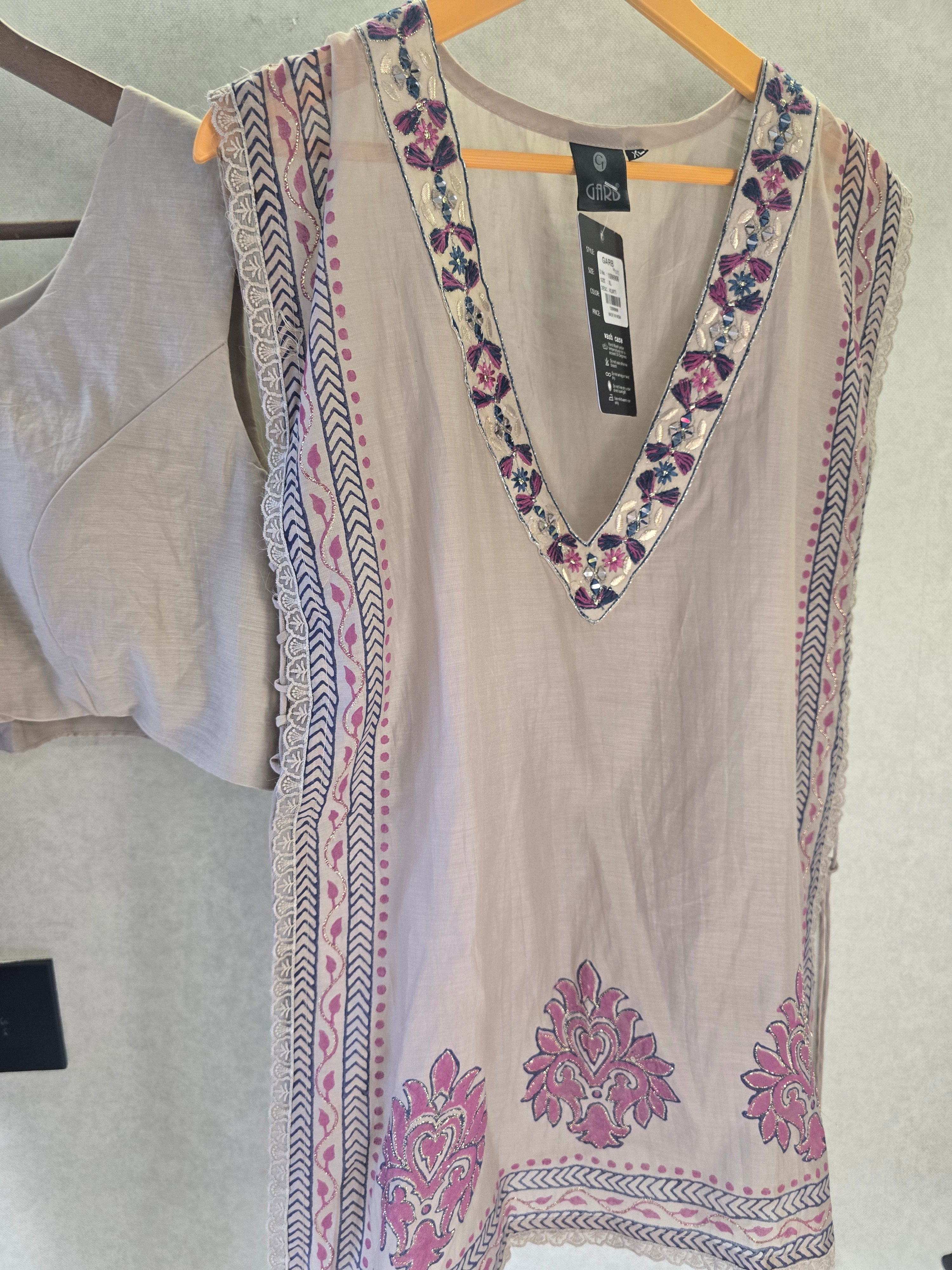 Image of Lavender Handblock Print Cape Style Co-Ord Set