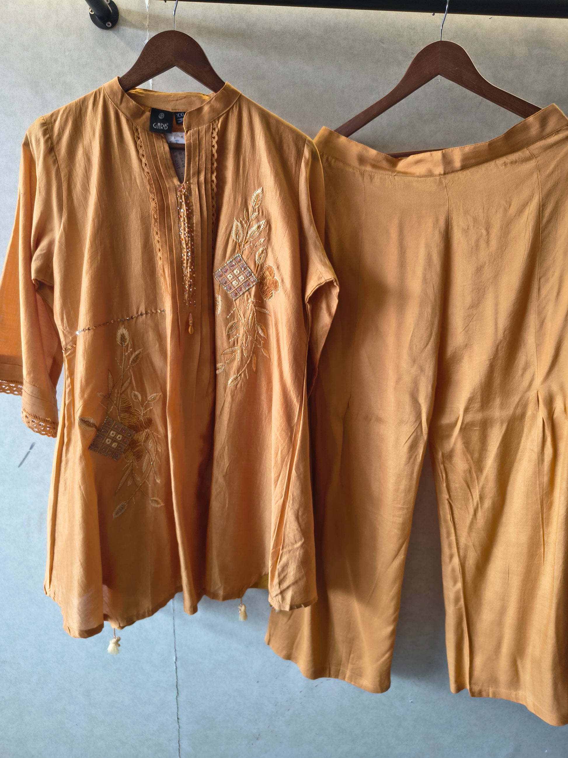 Mustard Embroidered Premium Silk Co-Ord Set