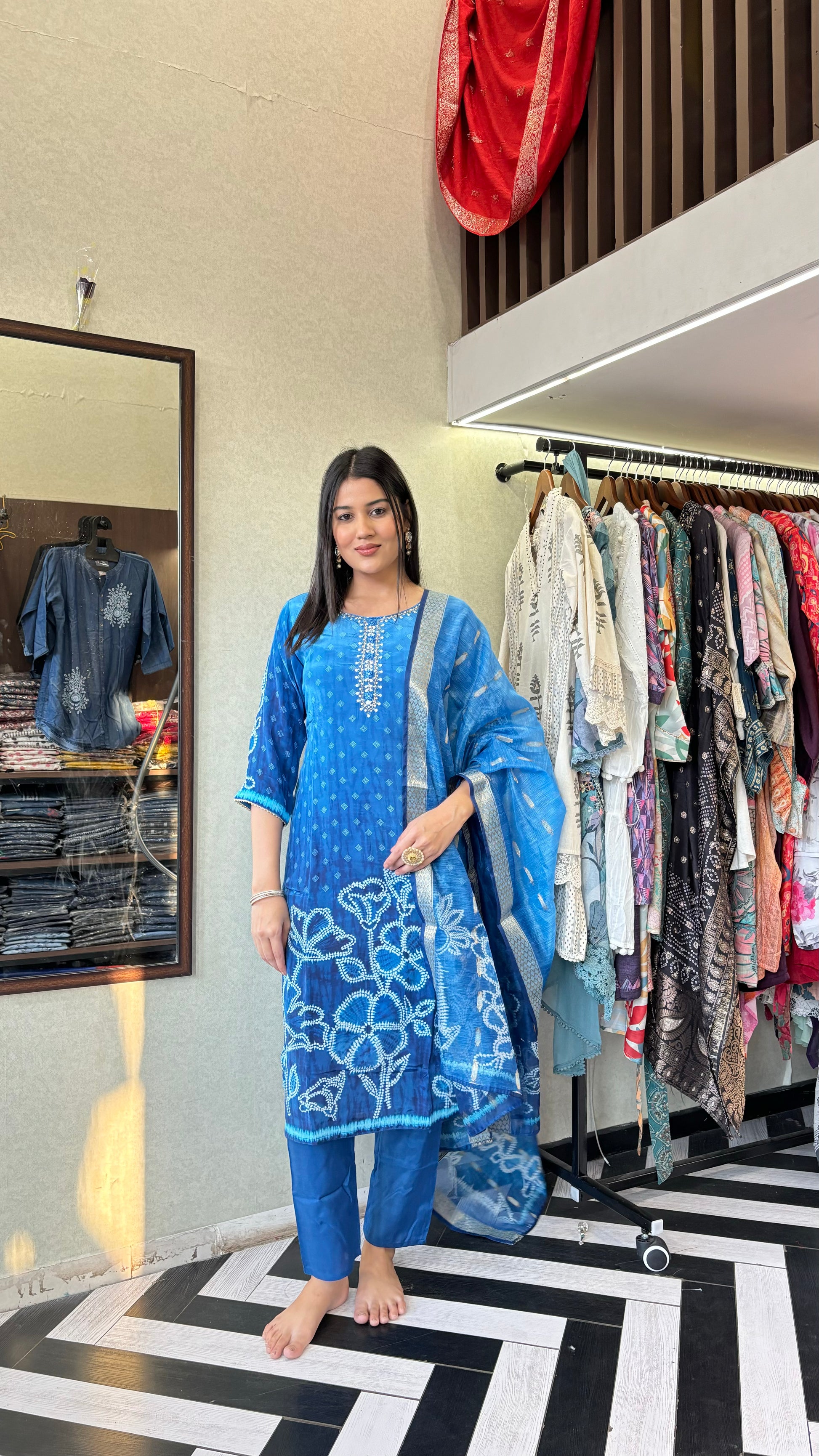 Pure organza 3 Piece with Hand work