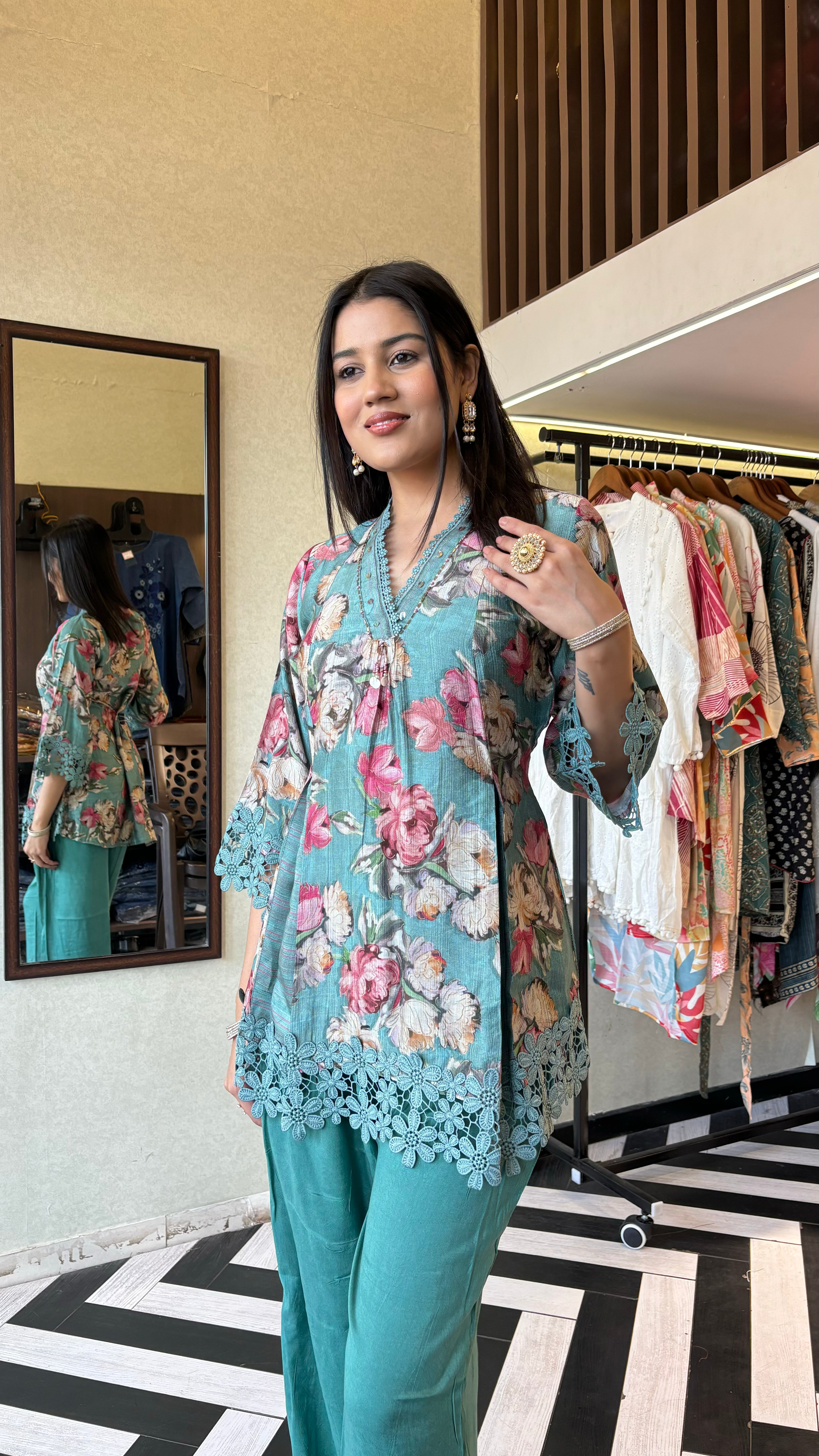 Image of Pure Rayon Piece Set with Hand work