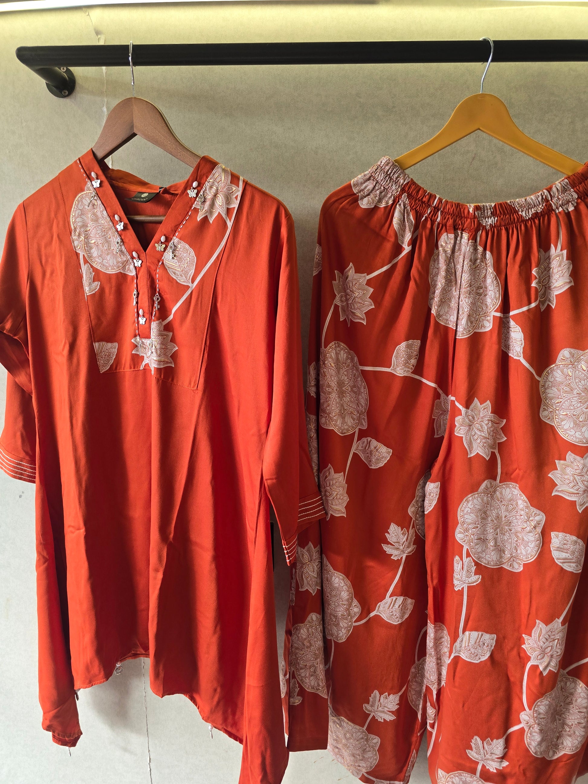 Rust Botanical Print Co-Ord Set