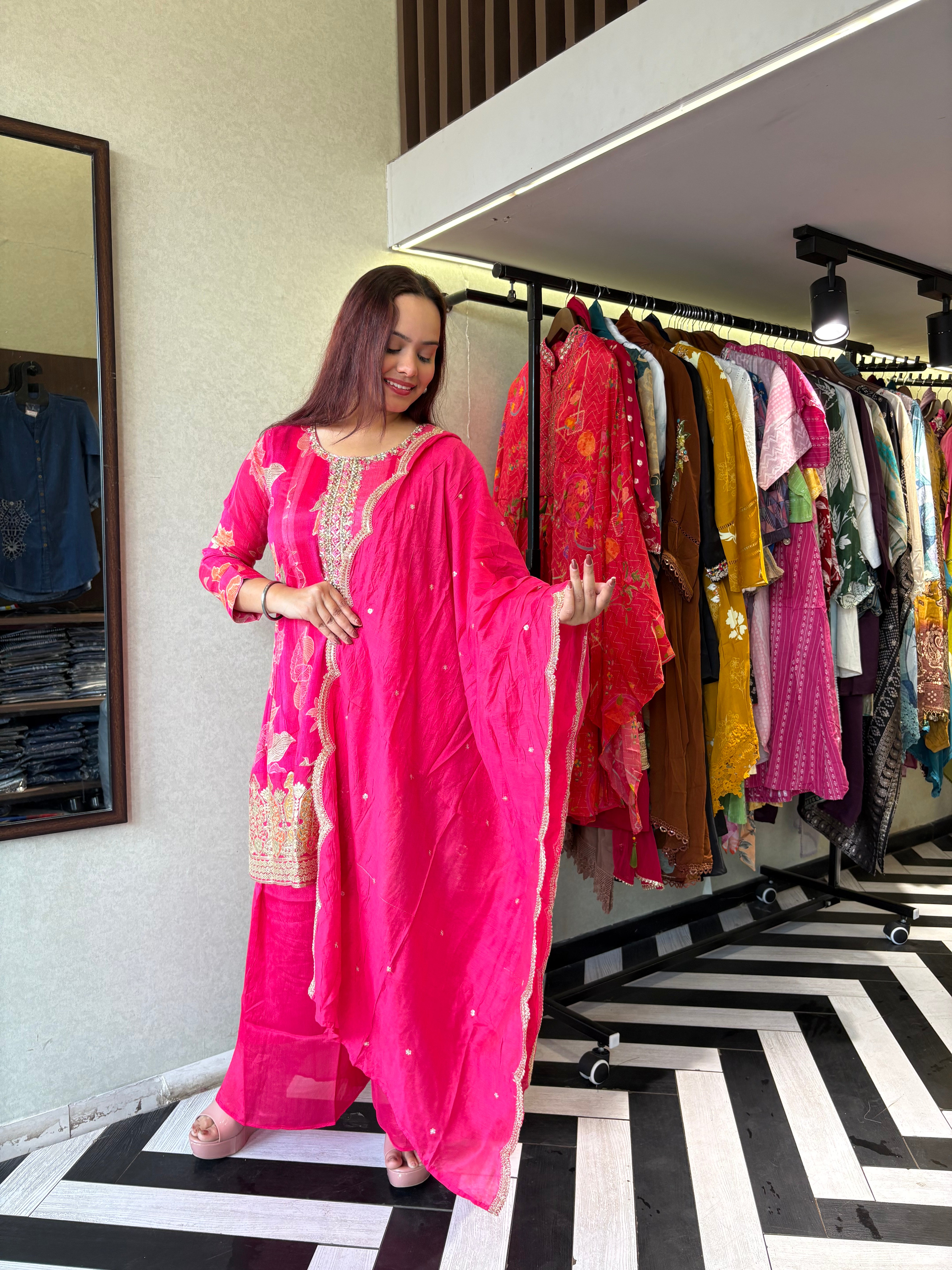 Image of Pure Crepe 3 Piece with Hand work