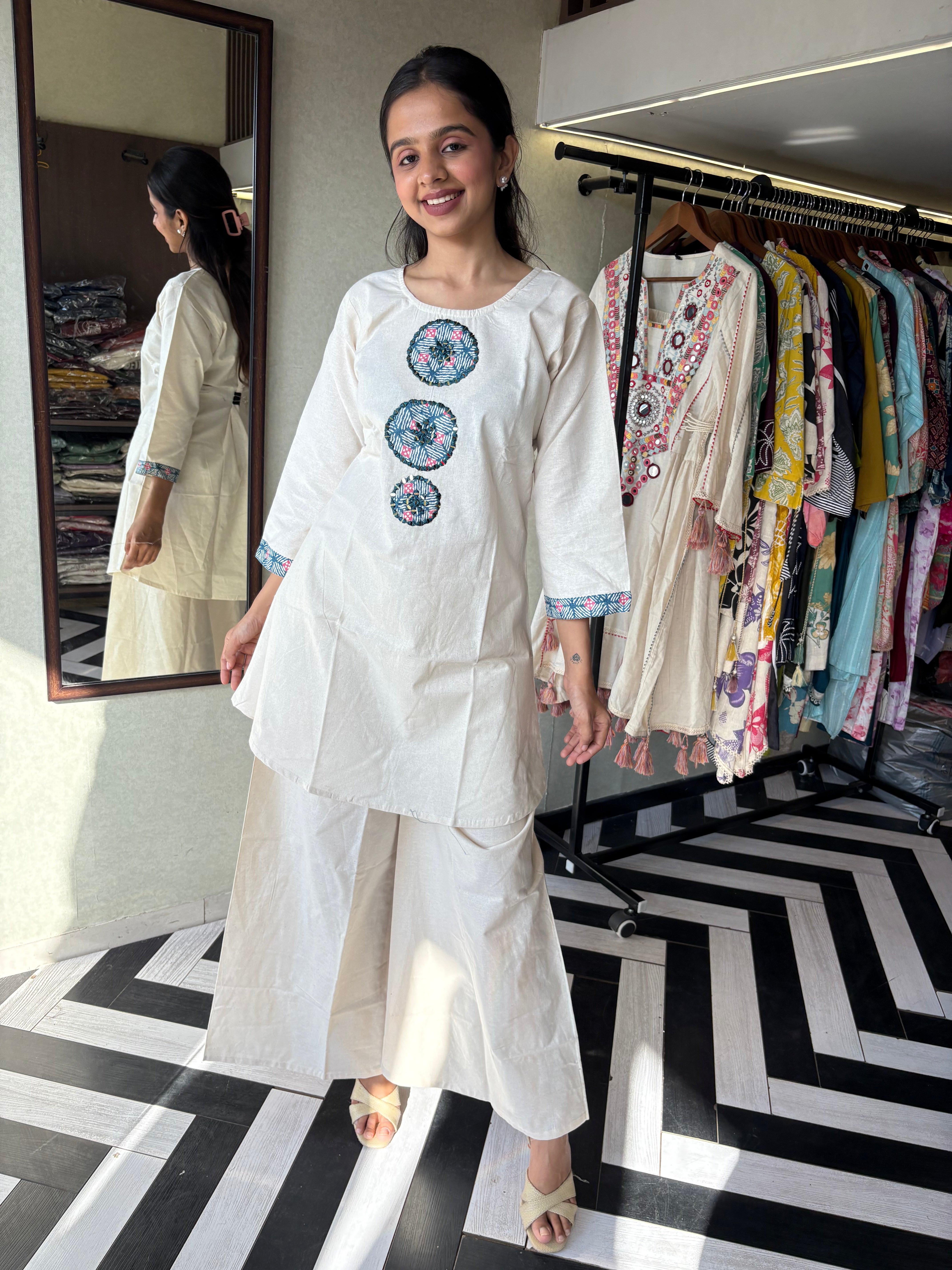 Pure Khadi Cotton 2 Piece Embroidery Set