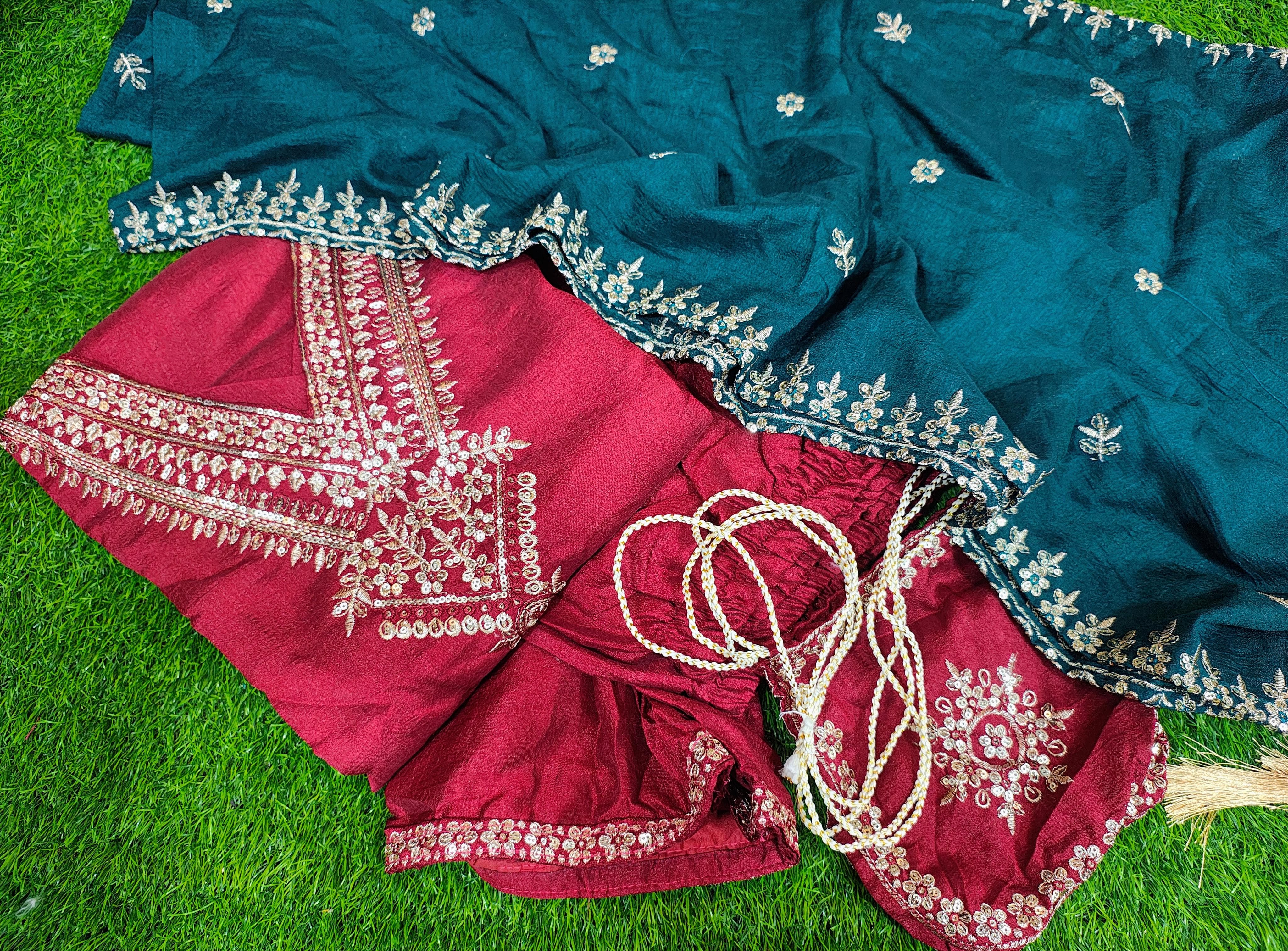 Image of Presenting Beautiful Heavy VICHITRA BLUMING Silk Fabric designer festive wear kurti pant and duppta with Coding work with lining