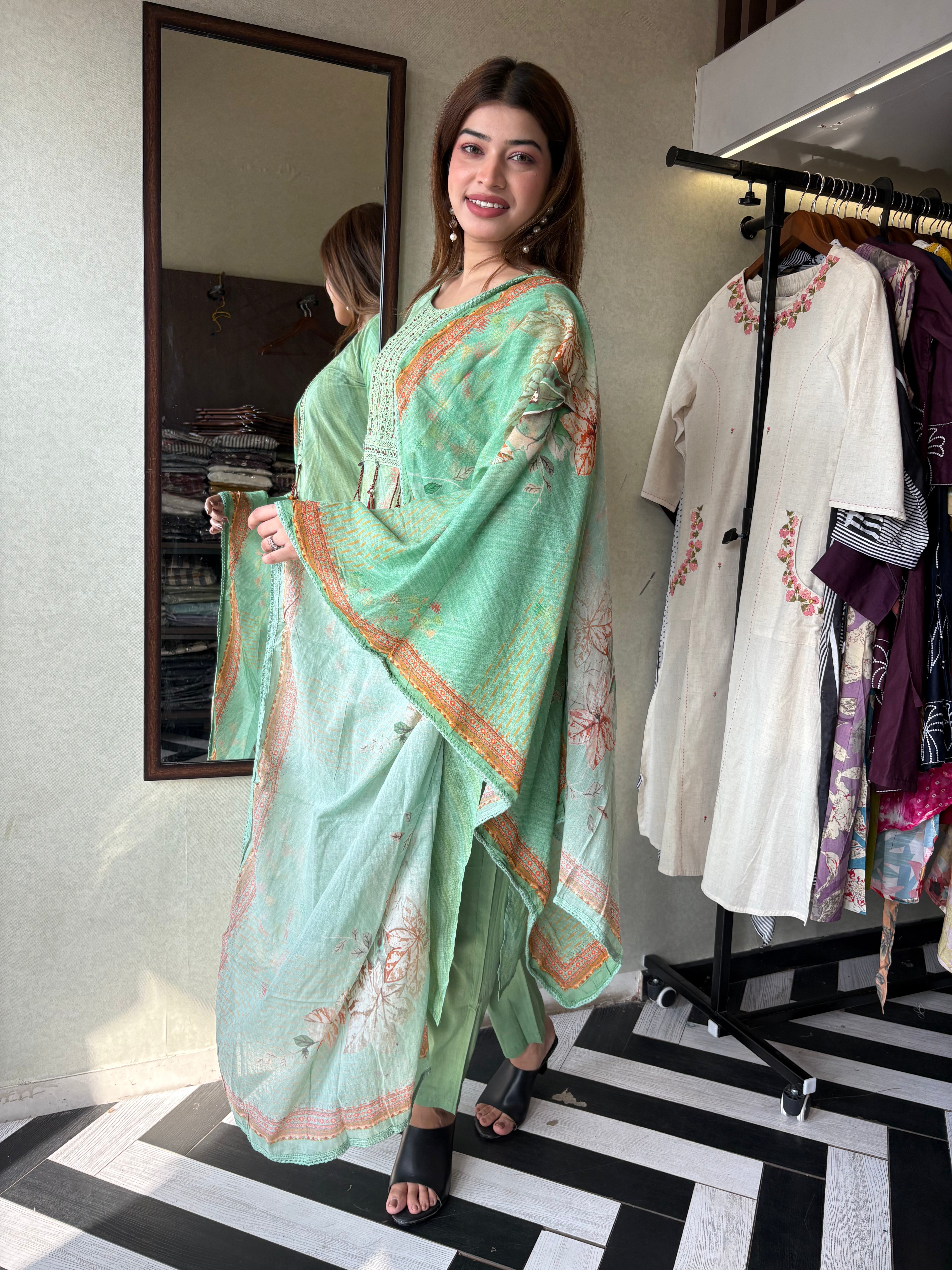 Image of Pure Cotton Designer Kurti Sets