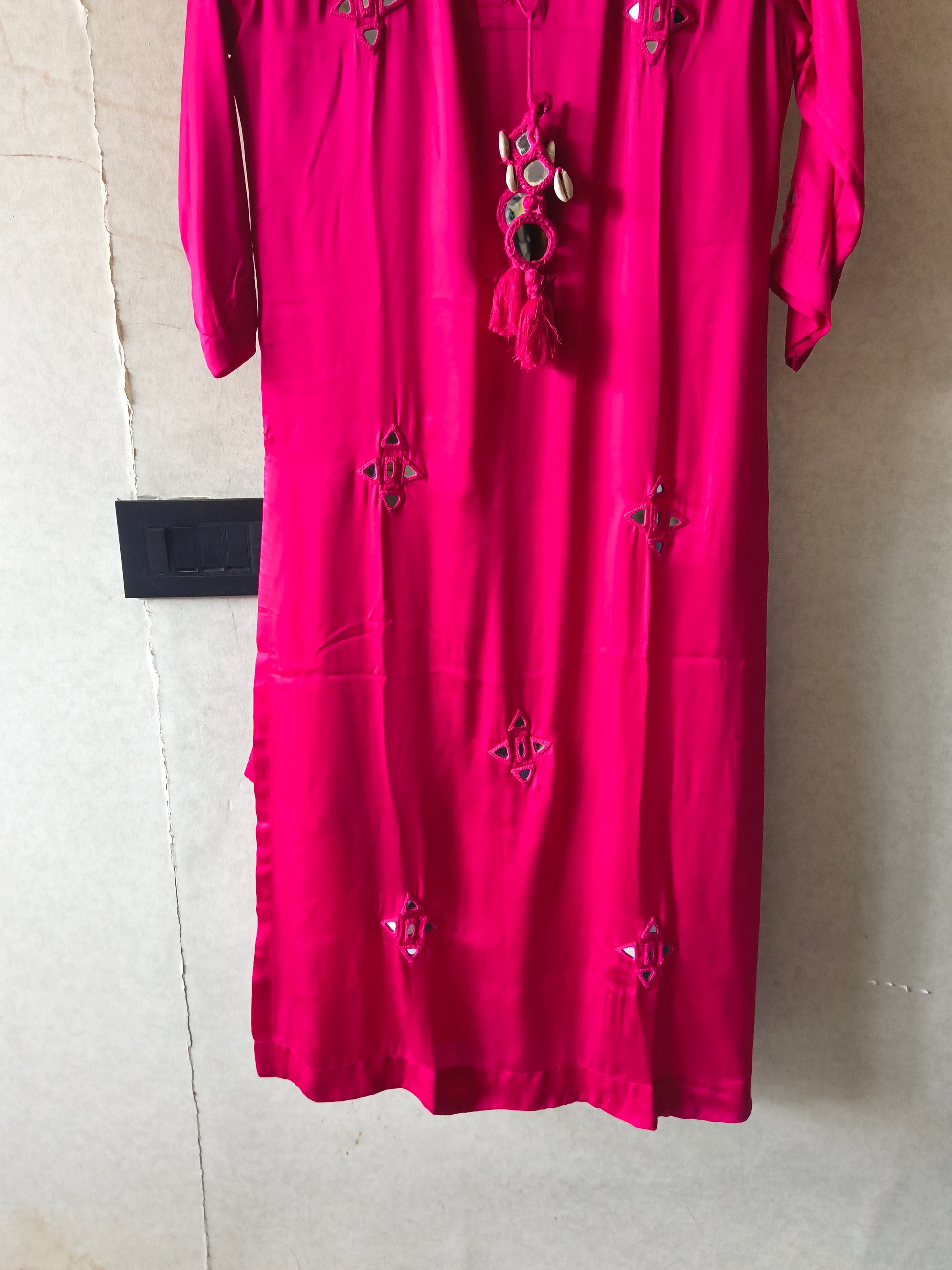 Tadko Brand - Rani Pink Mirror Work Premium Silk Co-Ord Set
