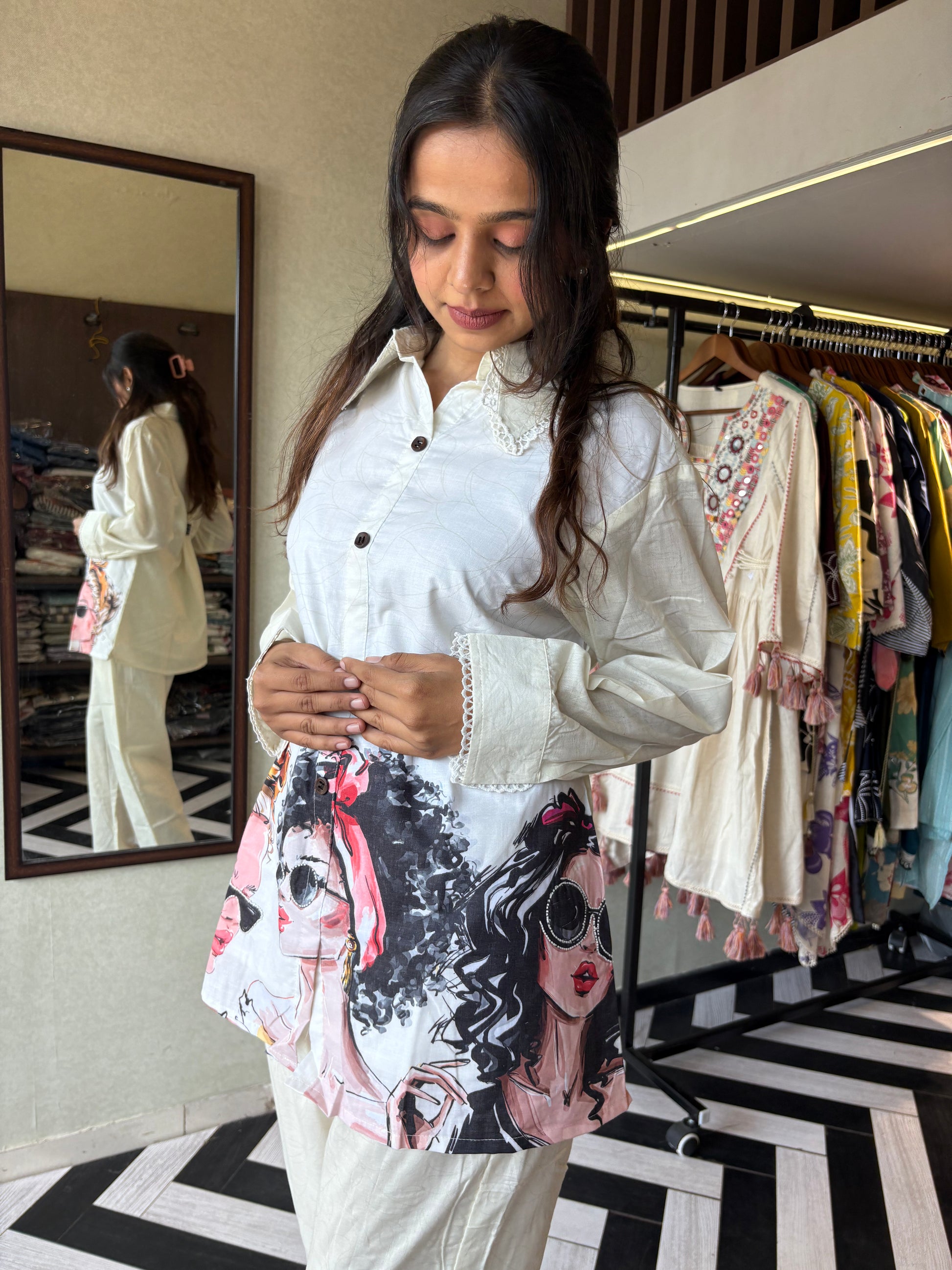 Bold Prints. Breezy Feels. Beautiful You!

Unleash your everyday fashion with this pure cotton designer coord set in stunning figure prints! Soft, breathable & statement-making - it's your go-to pick for daily elegance and weekend flair.