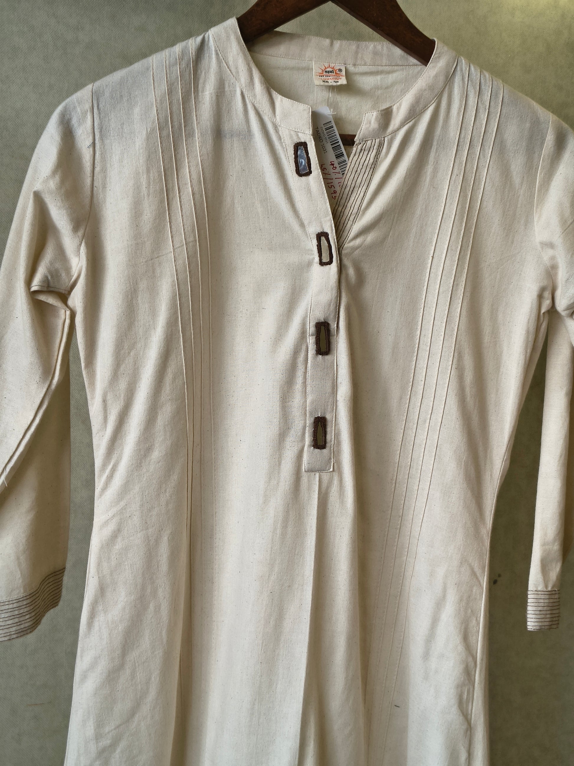 Premium Off-White Cotton A-Line Kurta & Pant Co-Ord Set with Pintuck Detailing
