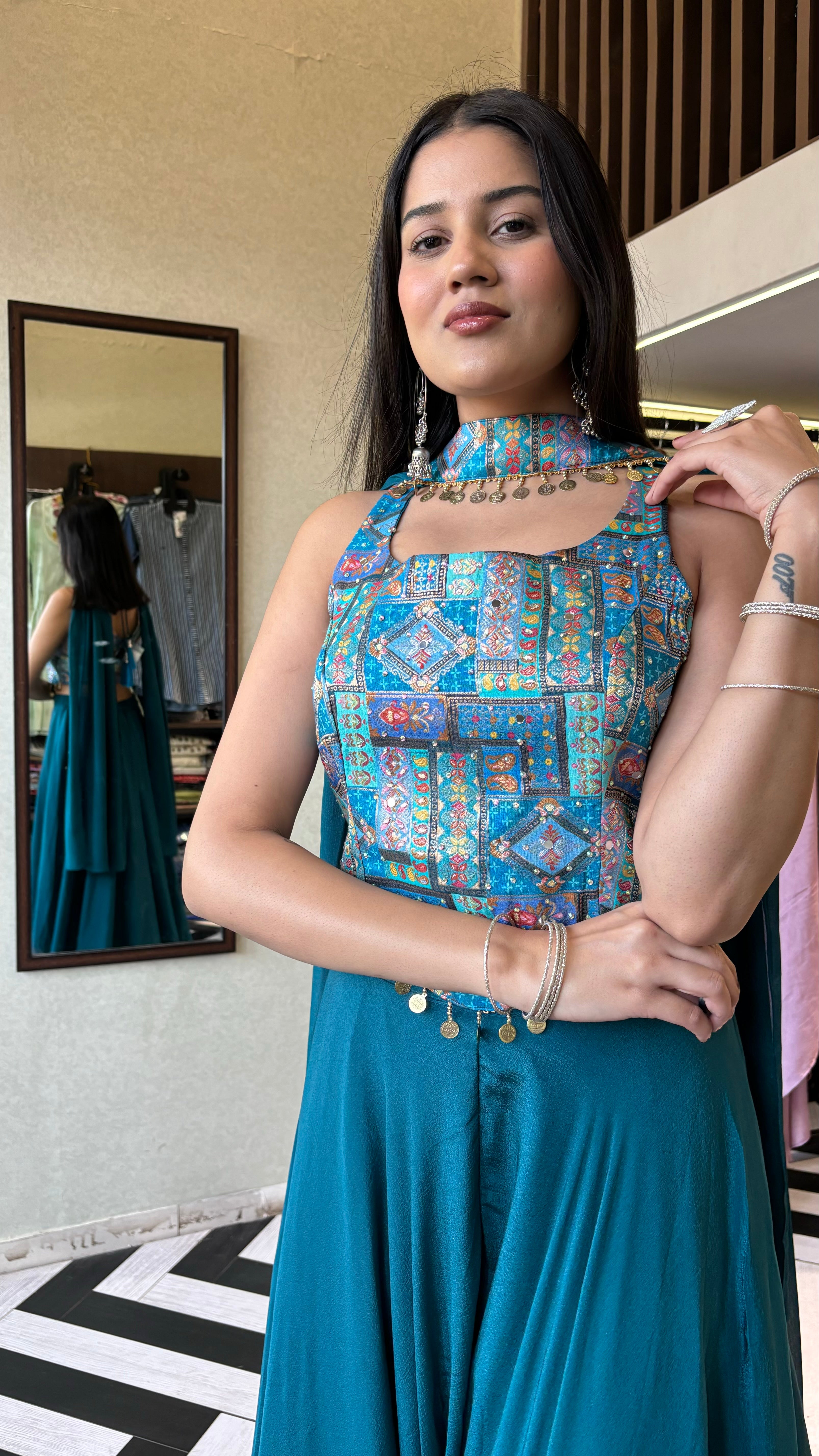 Image of Pure Georgette Indo western 3 Piece