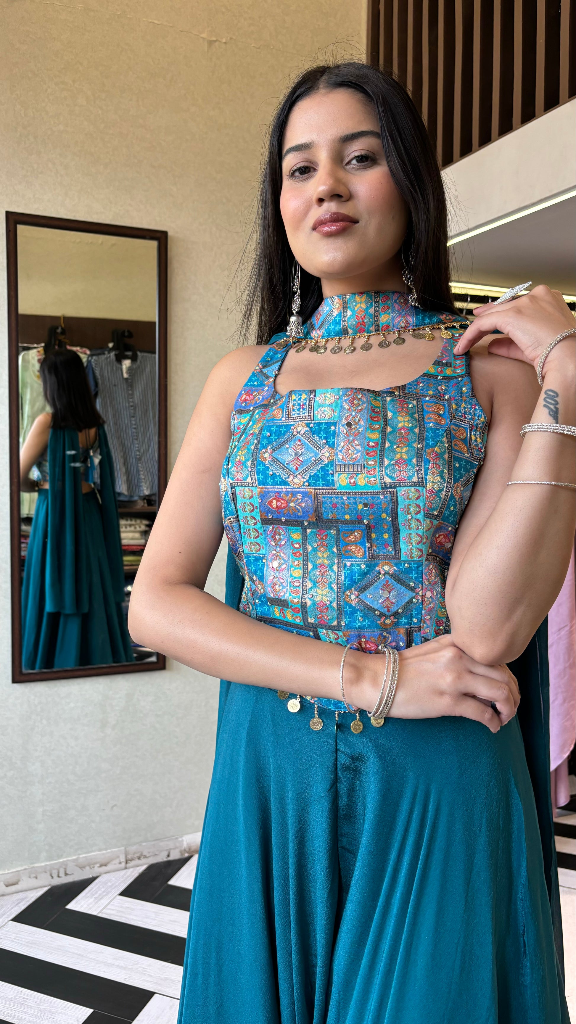 Pure Georgette Indo western 3 Piece