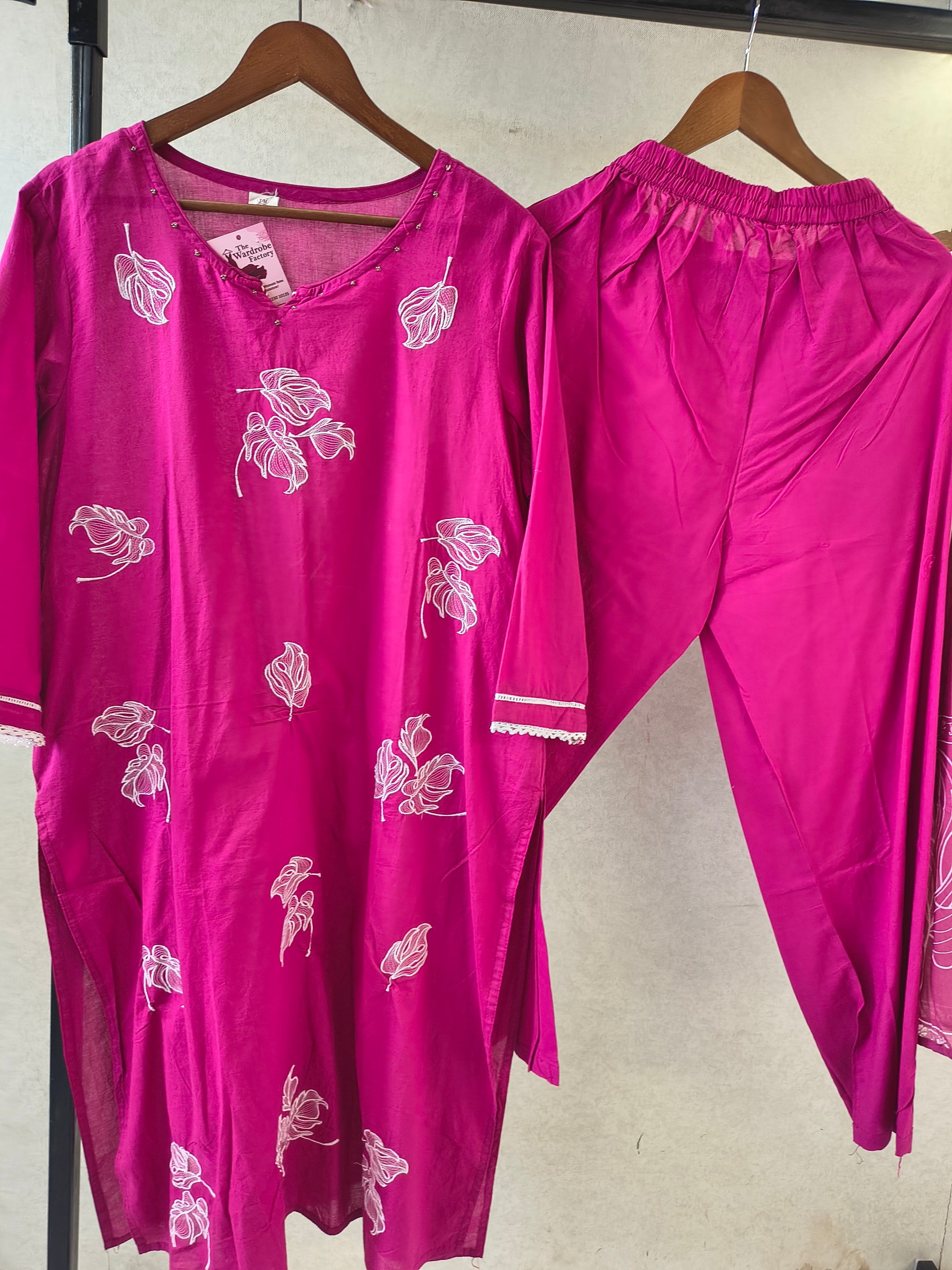 Premium Magenta Floral Printed Kurta Set with Matching Dupatta