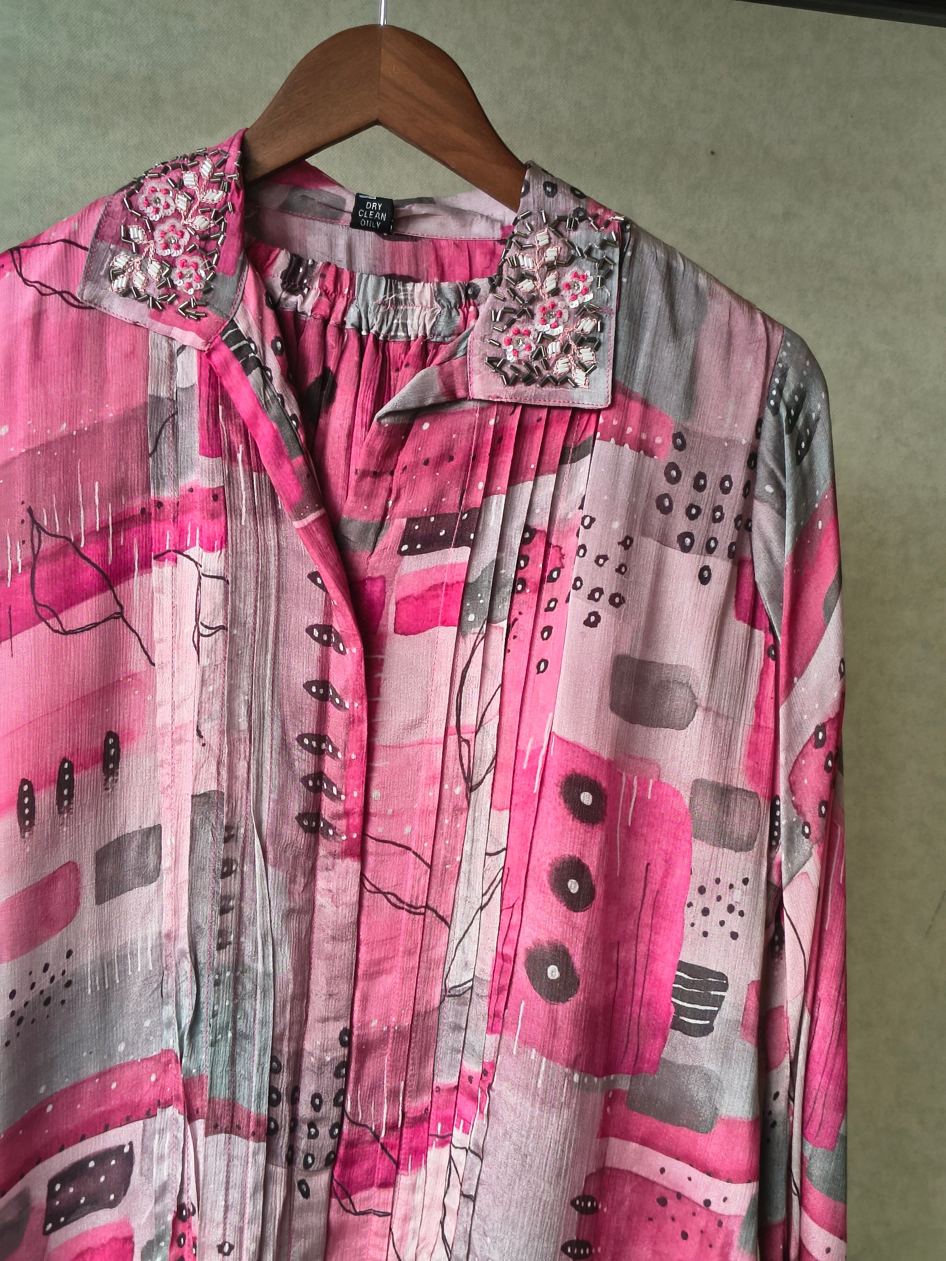 Premium Embellished Abstract Printed Oversized Shirt Co-Ord Set with Tapered Pants