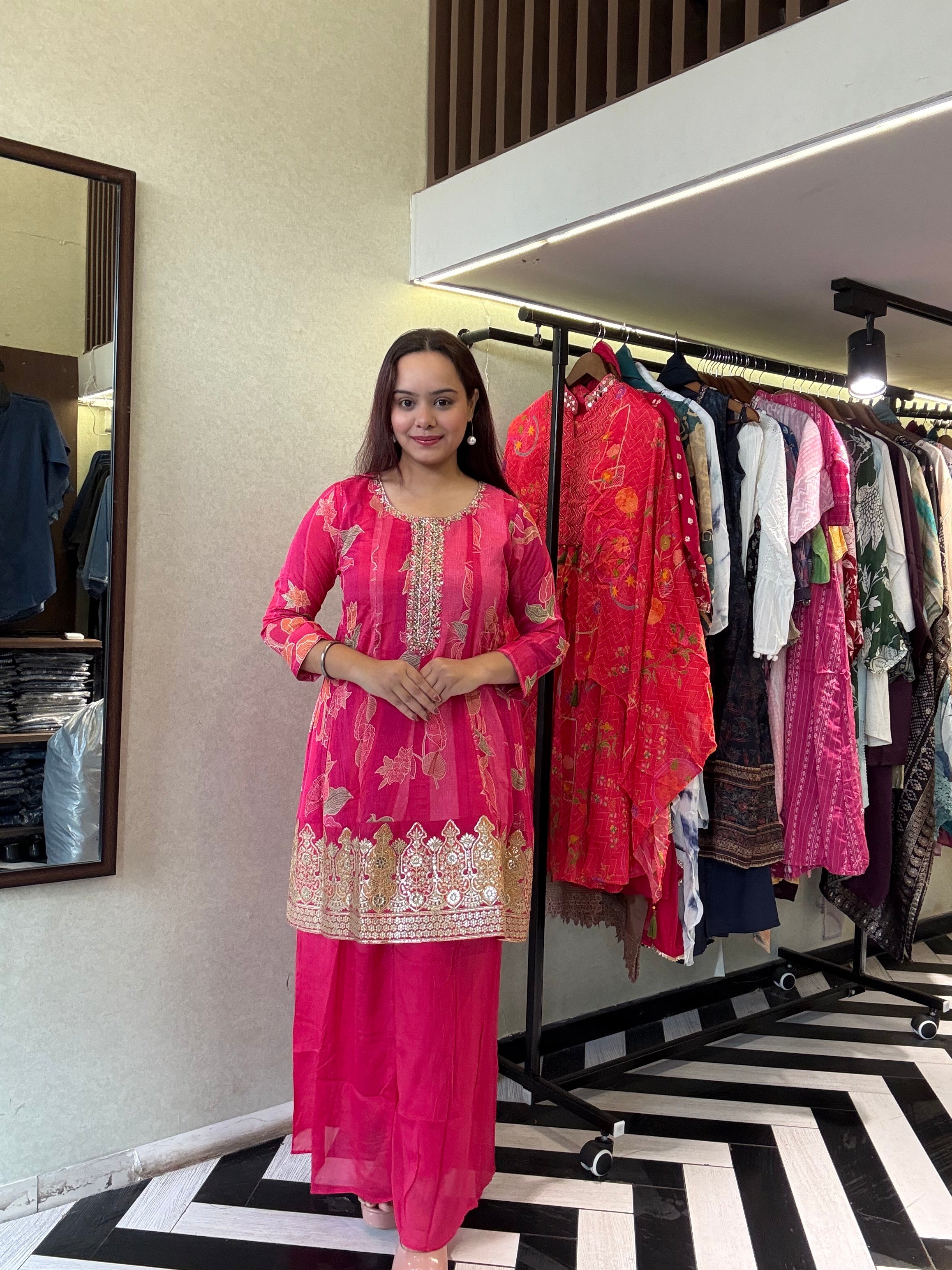 Image of Pure Crepe 3 Piece with Hand work