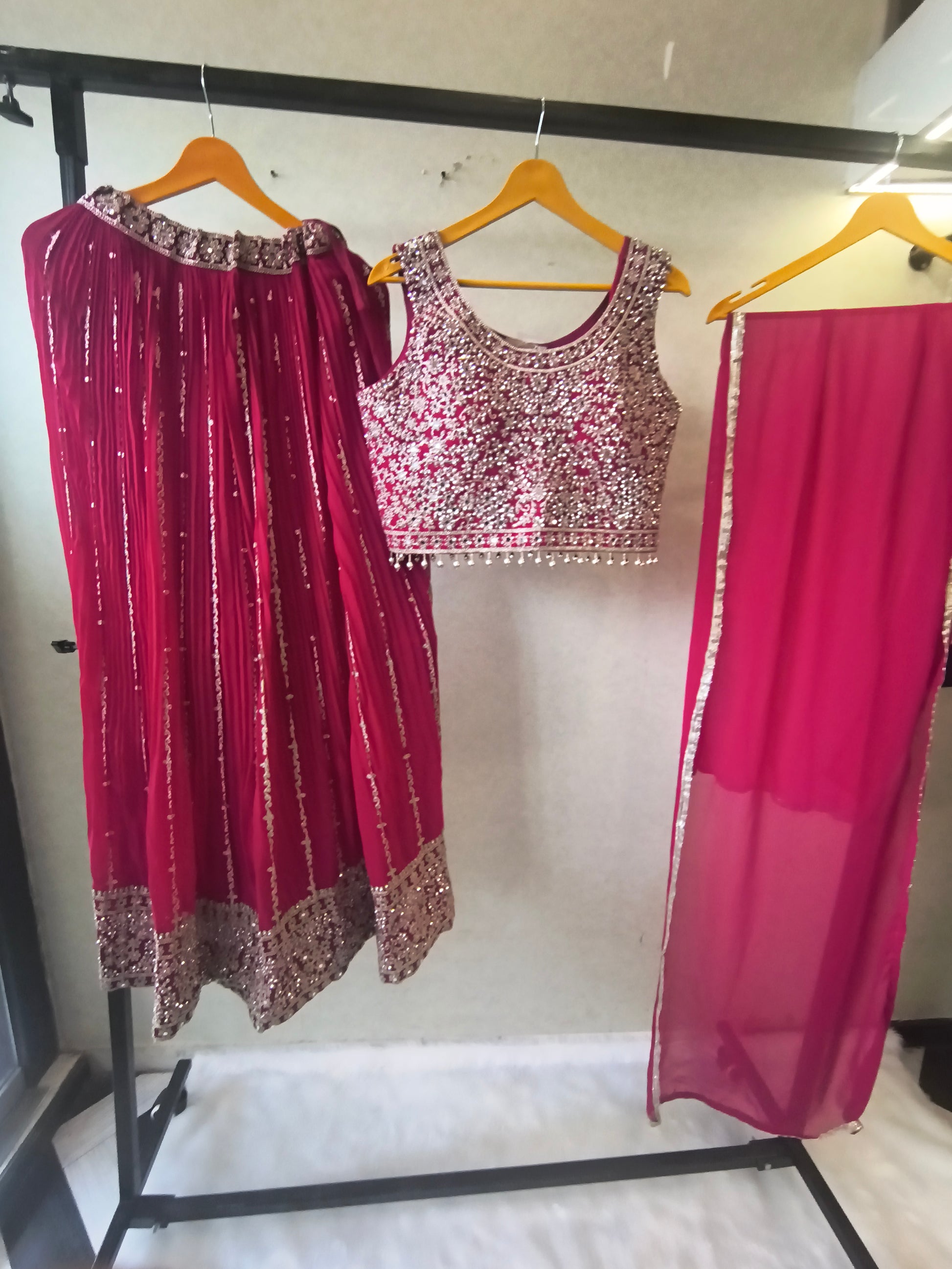 Royal Rani Heavy Embroidered Designer Lehenga Set with Statement Blouse & Soft Chiffon Dupatta | Luxury Wedding Collection (Copy)