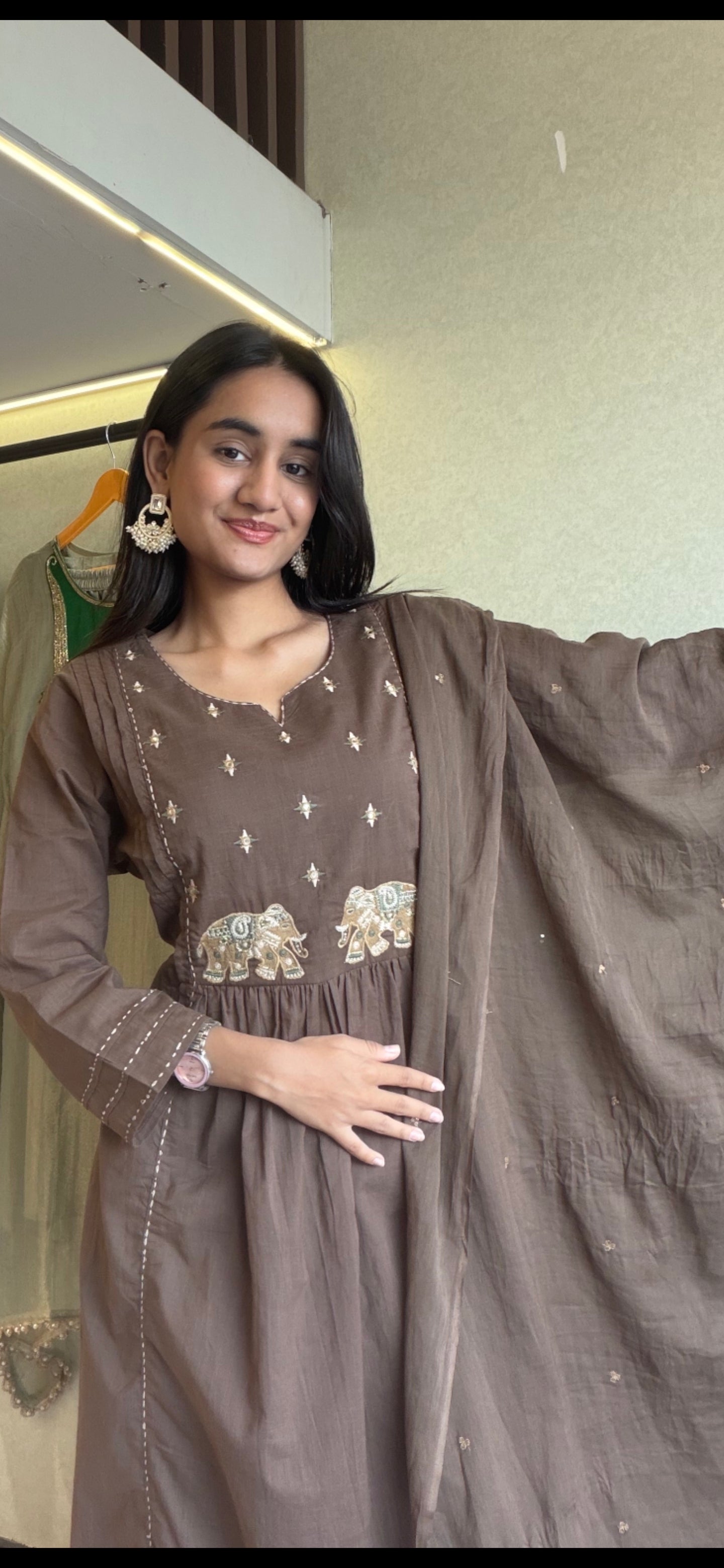 Pure Cotton 3 Piece Anrkali Set